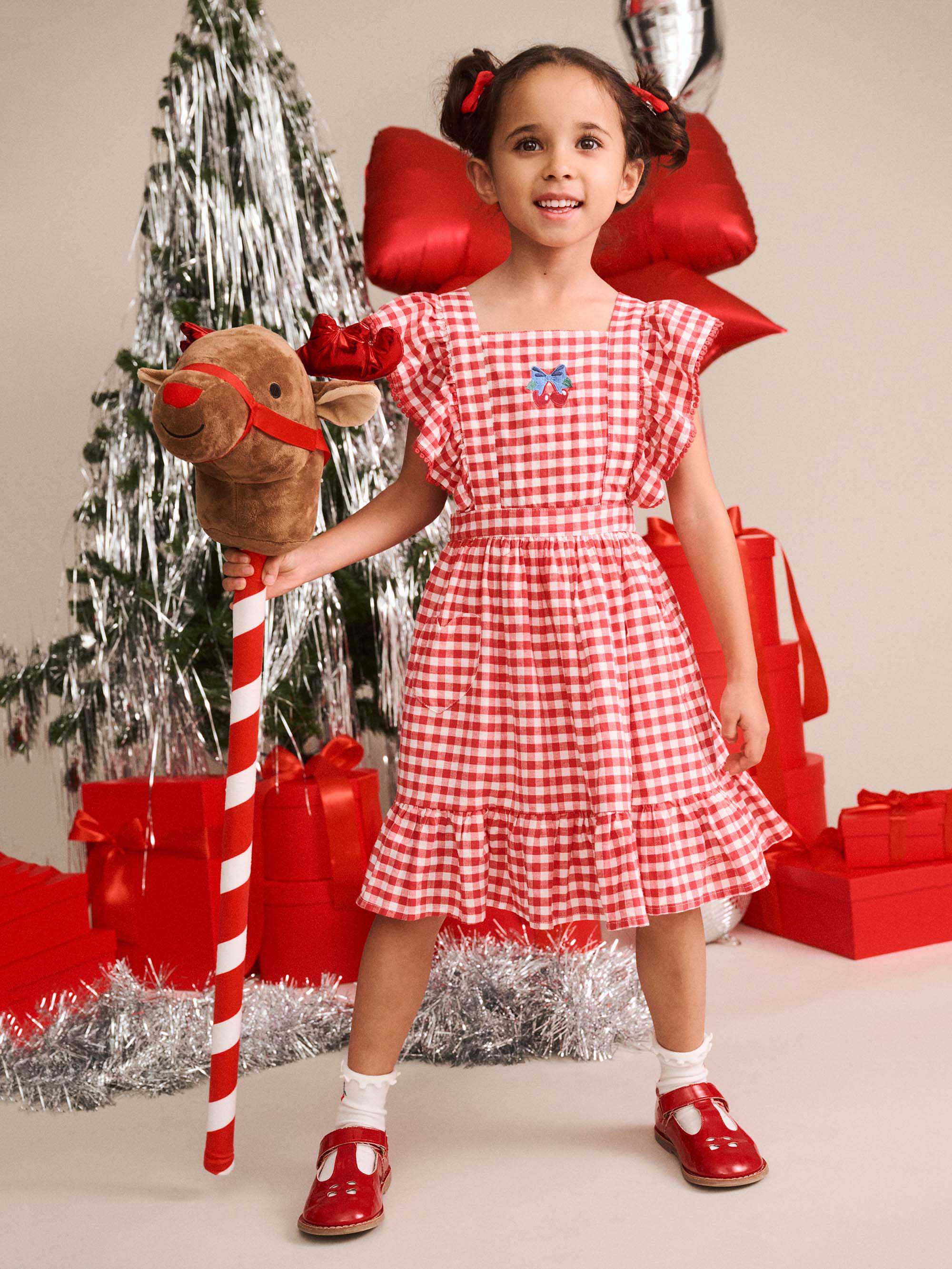 Cherry Bow Gingham Pinafore DRESS Huxbaby Shopify