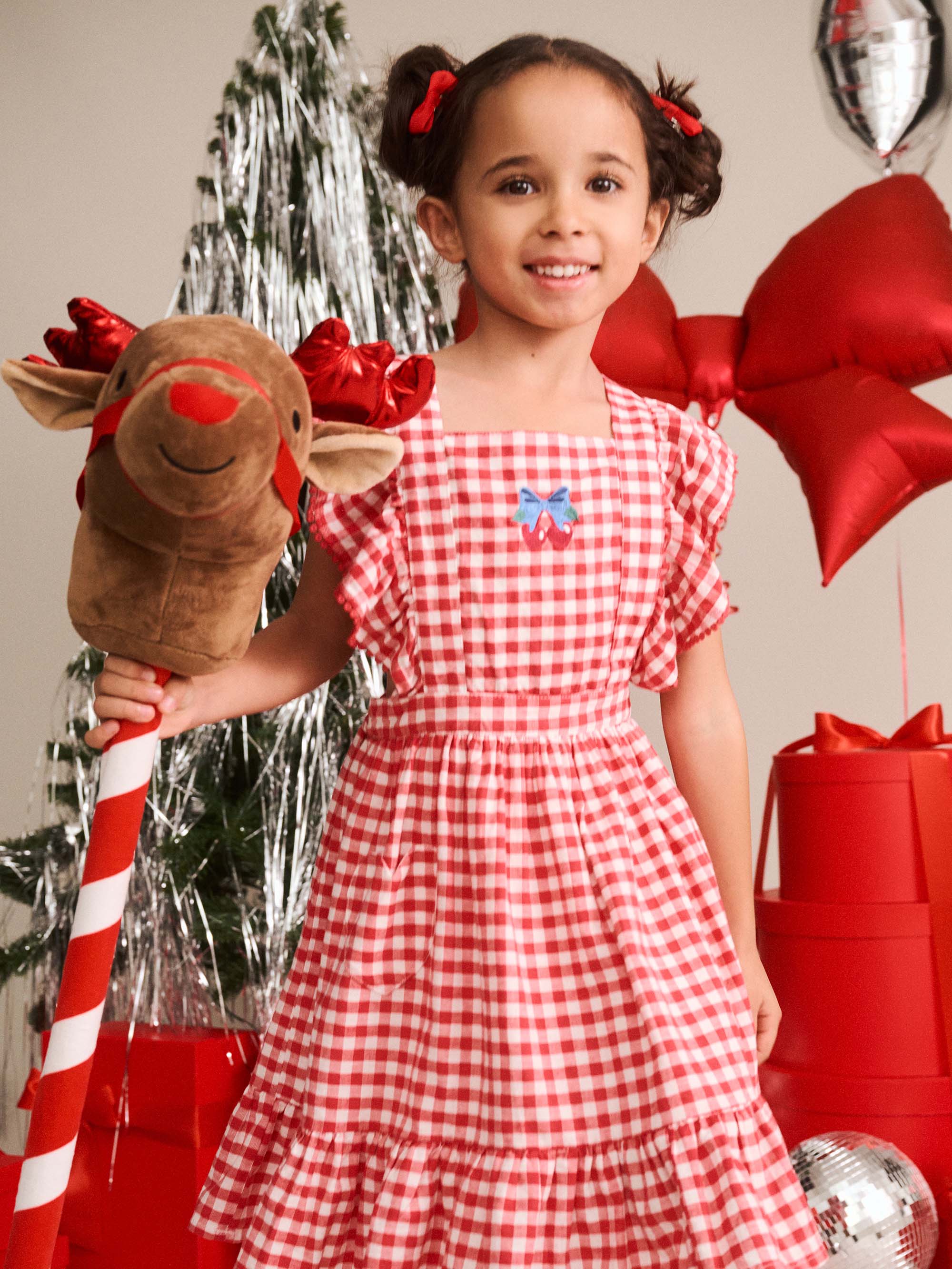 Cherry Bow Gingham Pinafore DRESS Huxbaby Shopify