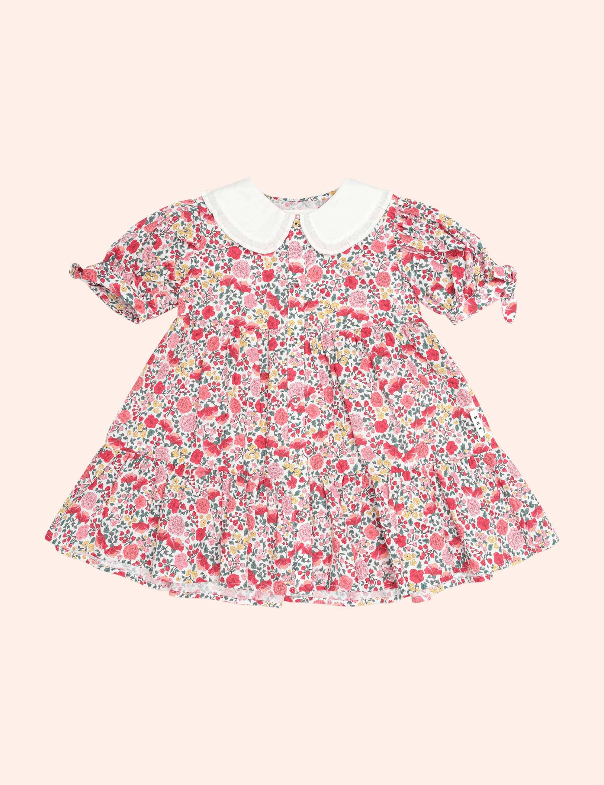 Festive Floral Frill Collar Dress DRESS Huxbaby Shopify
