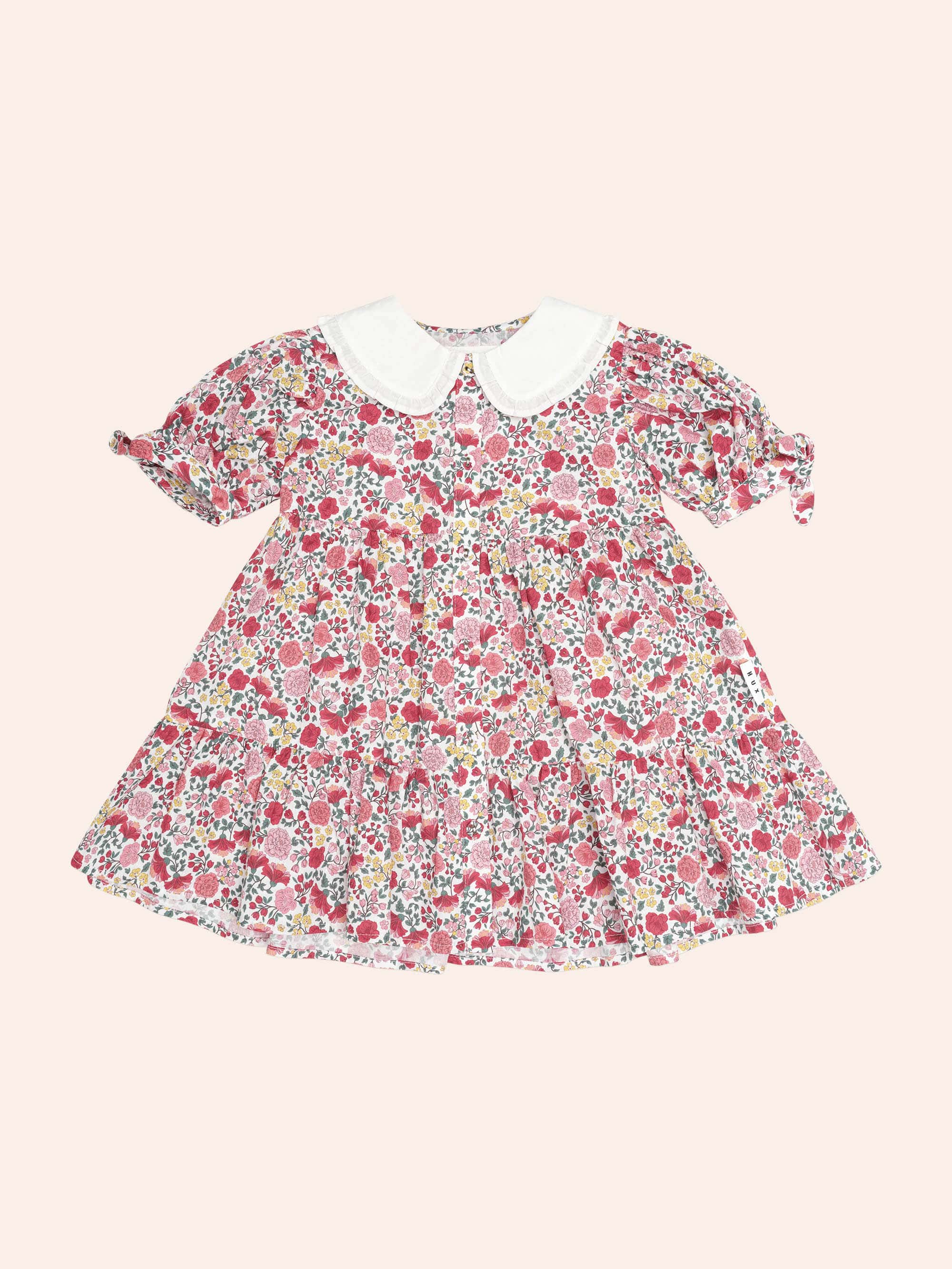 Festive Floral Frill Collar Dress DRESS Huxbaby Shopify