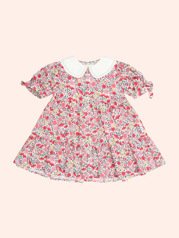 Festive Floral Frill Collar Dress DRESS Huxbaby Shopify