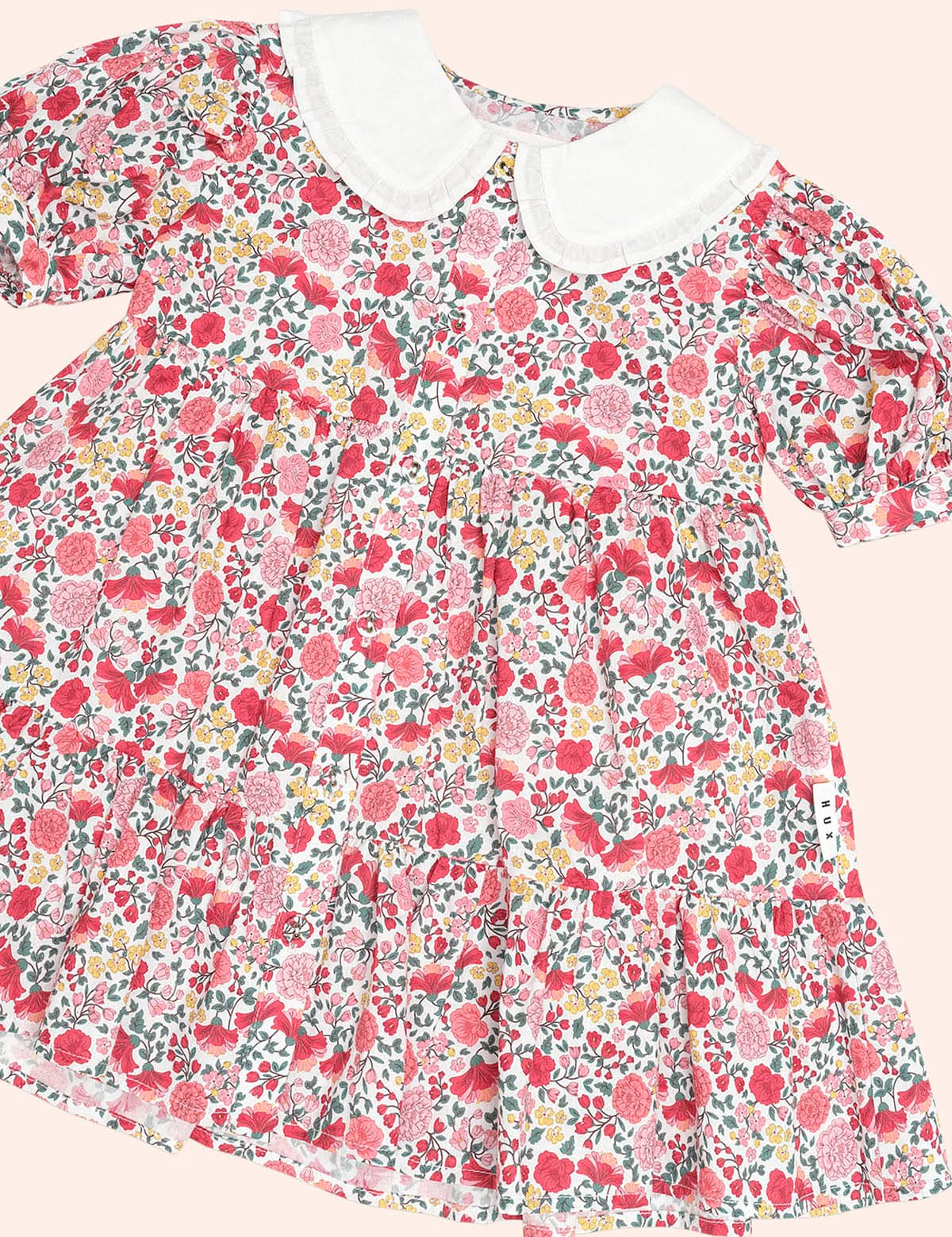 Festive Floral Frill Collar Dress DRESS Huxbaby Shopify