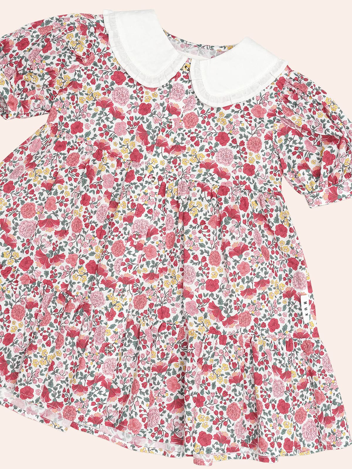 Festive Floral Frill Collar Dress DRESS Huxbaby Shopify