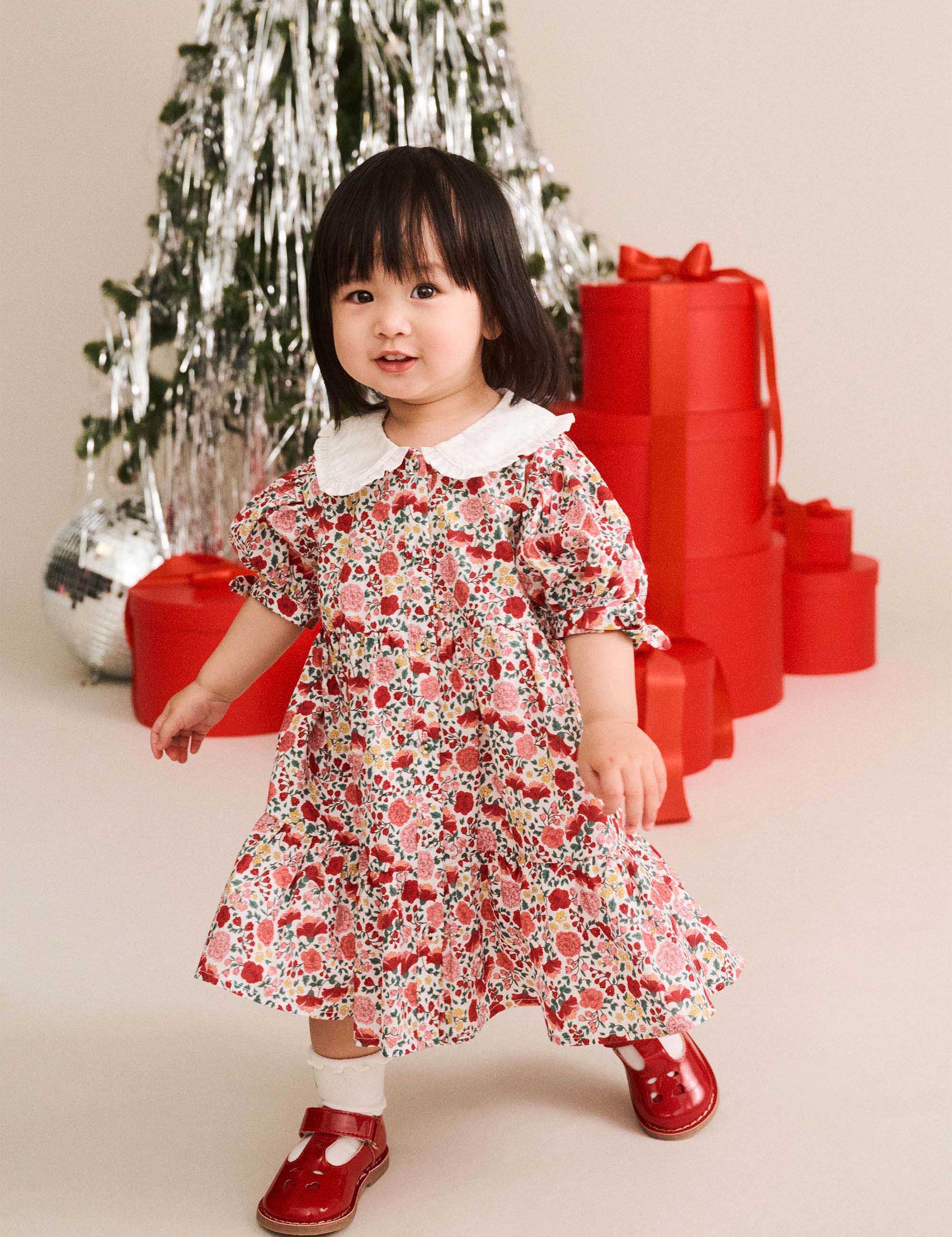 Festive Floral Frill Collar Dress DRESS Huxbaby Shopify