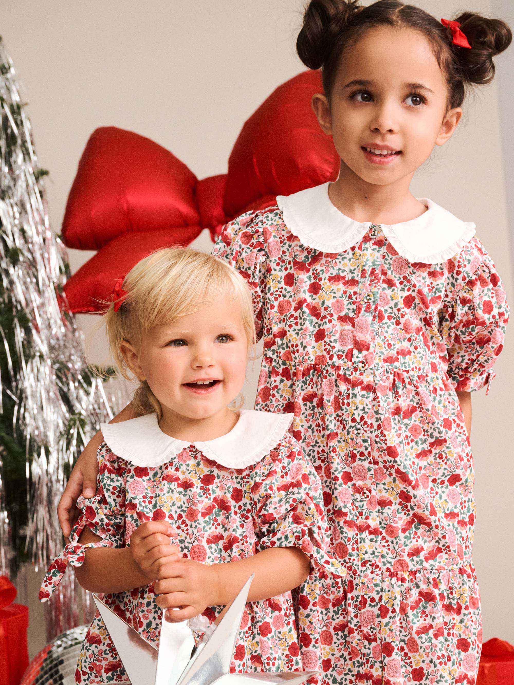 Festive Floral Frill Collar Dress DRESS Huxbaby Shopify
