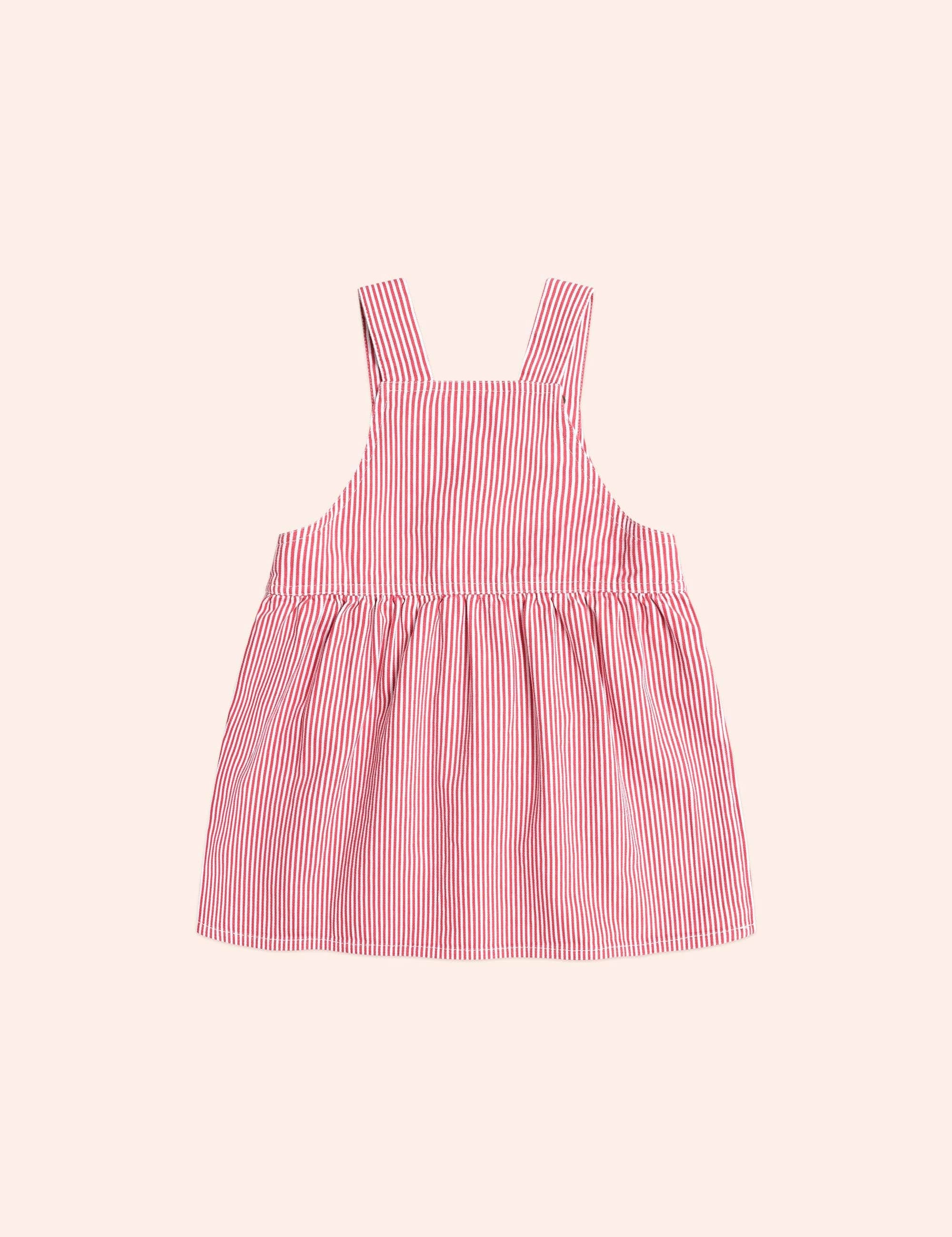 Chill Red Stripe Pinafore Dress DRESS Huxbaby