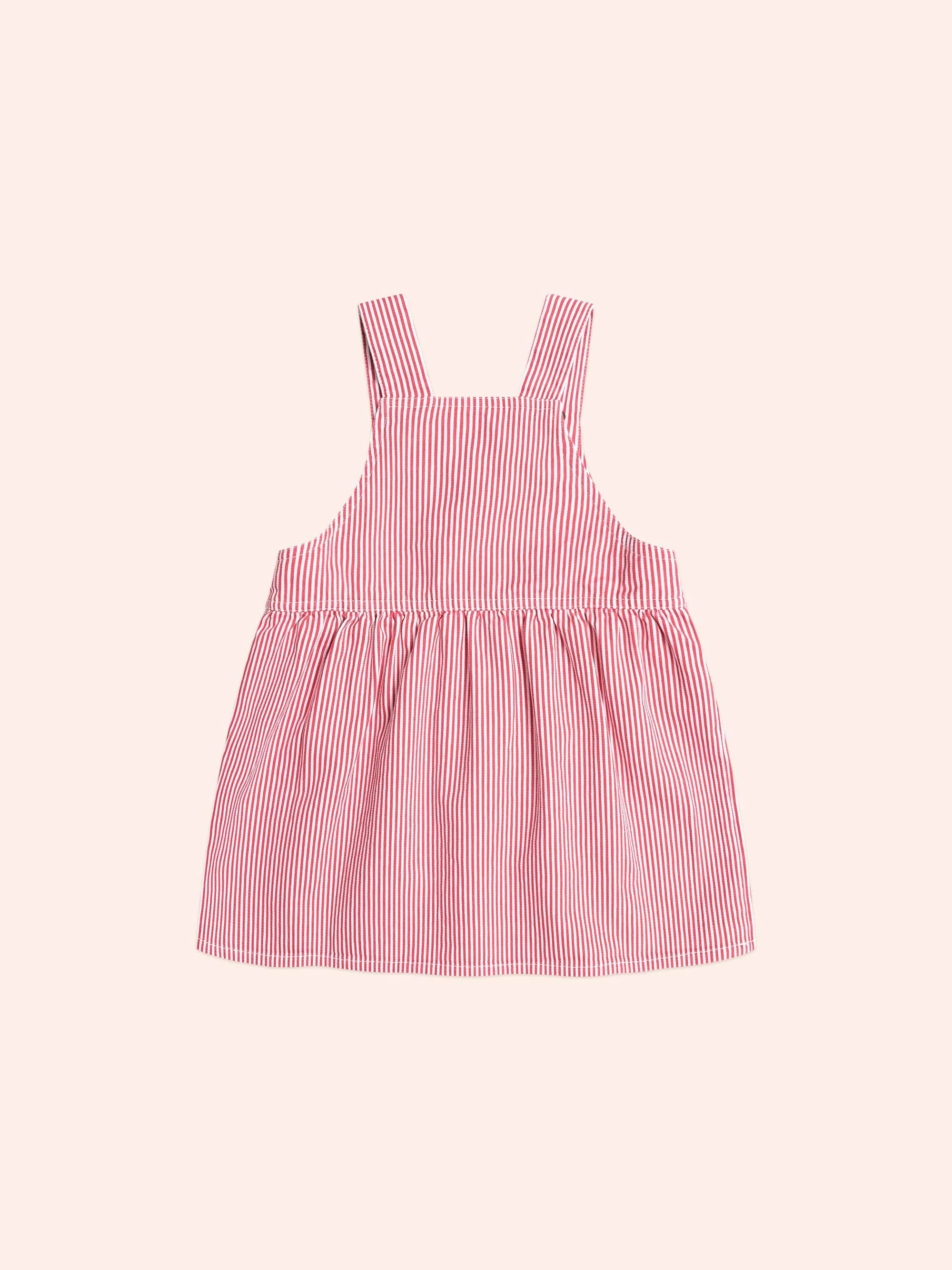 Chill Red Stripe Pinafore Dress DRESS Huxbaby