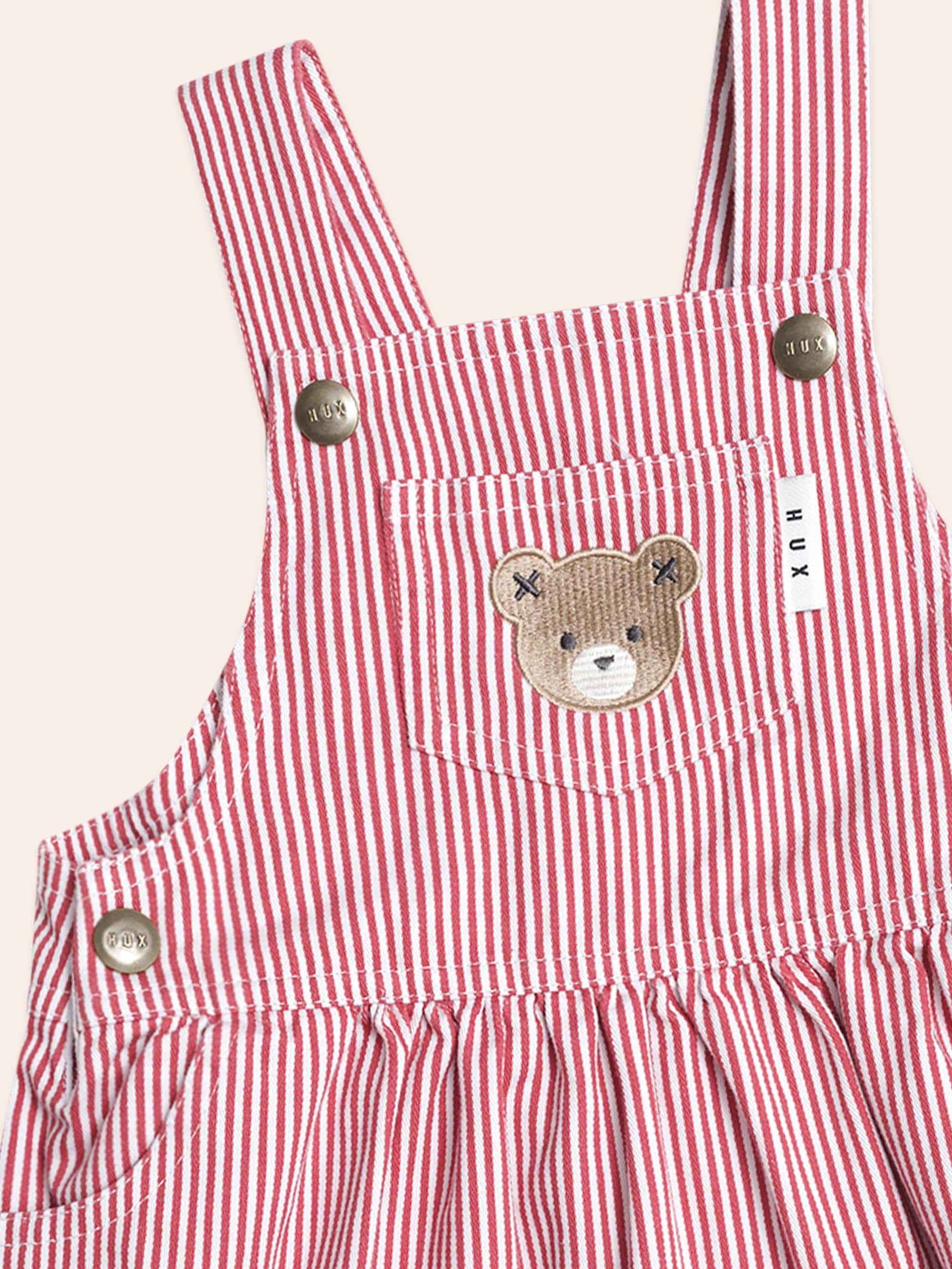 Chill Red Stripe Pinafore Dress DRESS Huxbaby