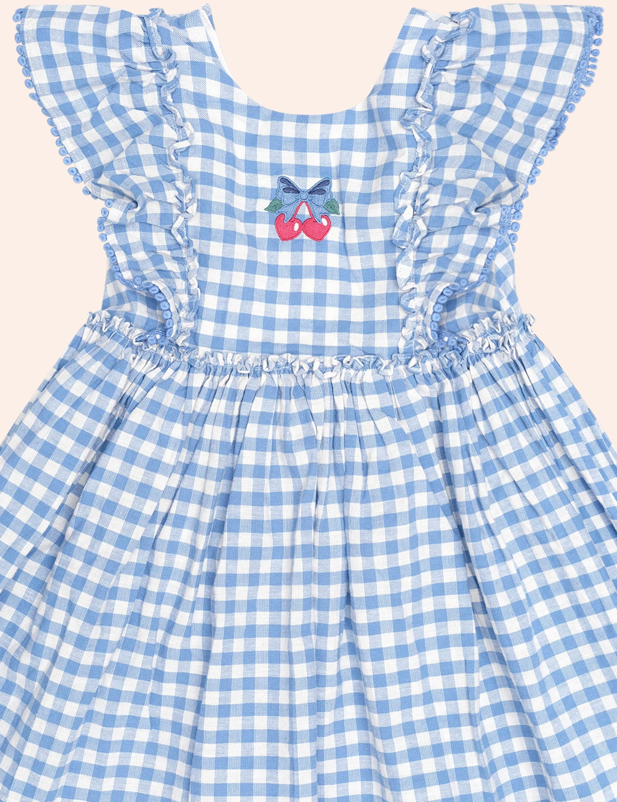 Dusty Blue Gingham Bow Dress DRESS Huxbaby Shopify