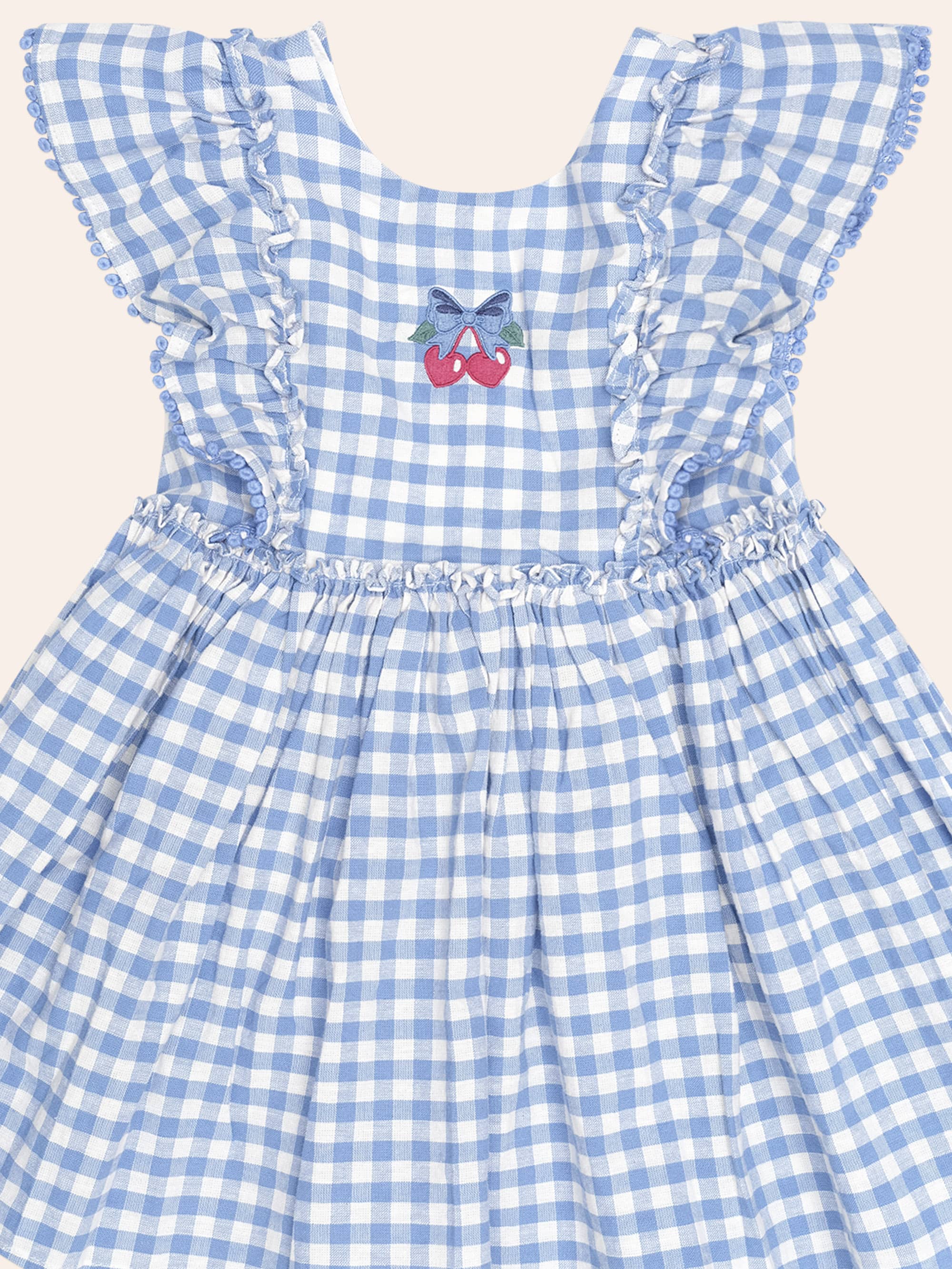 Dusty Blue Gingham Bow Dress DRESS Huxbaby Shopify