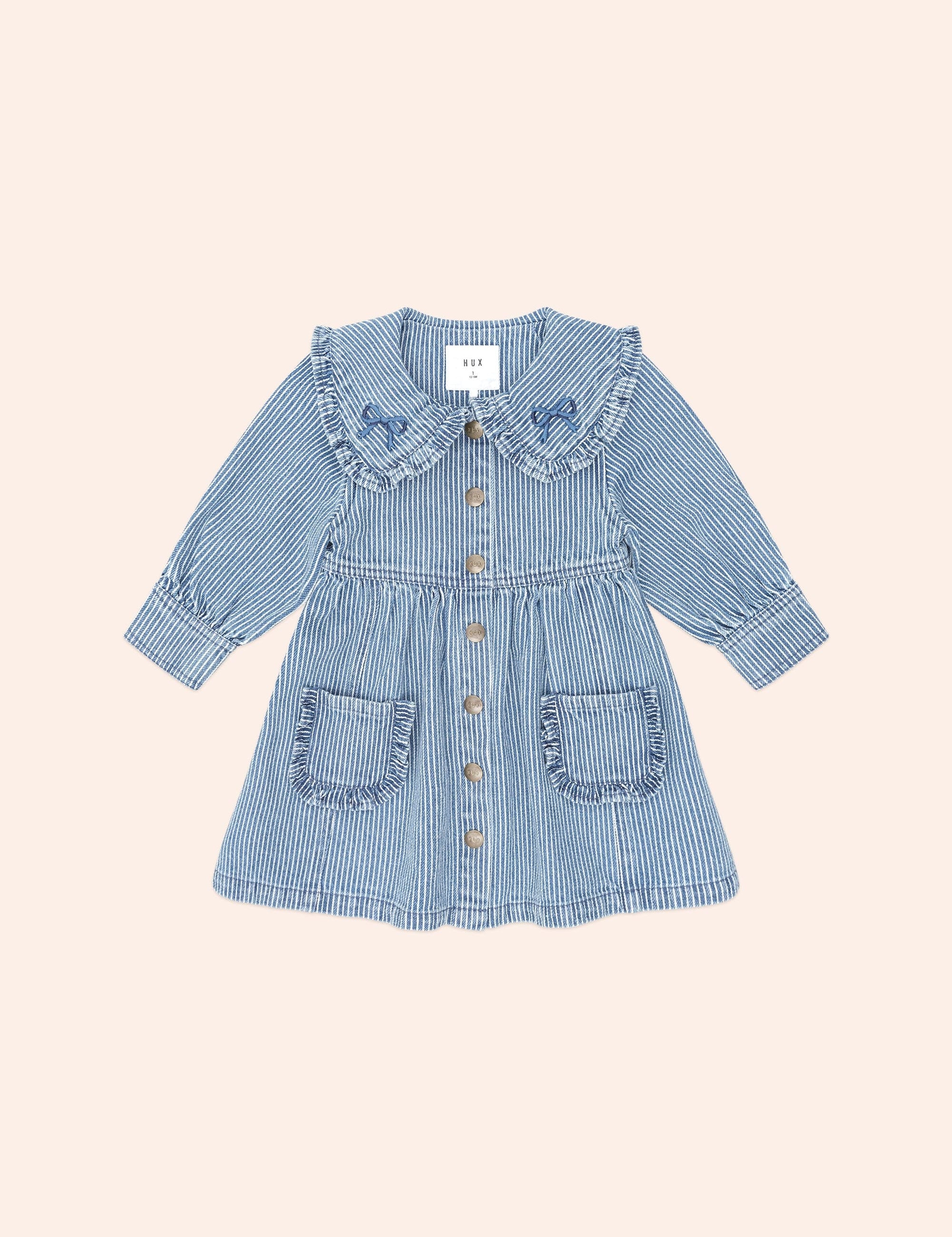 Vintage Bow Collar Denim Dress DRESS Huxbaby