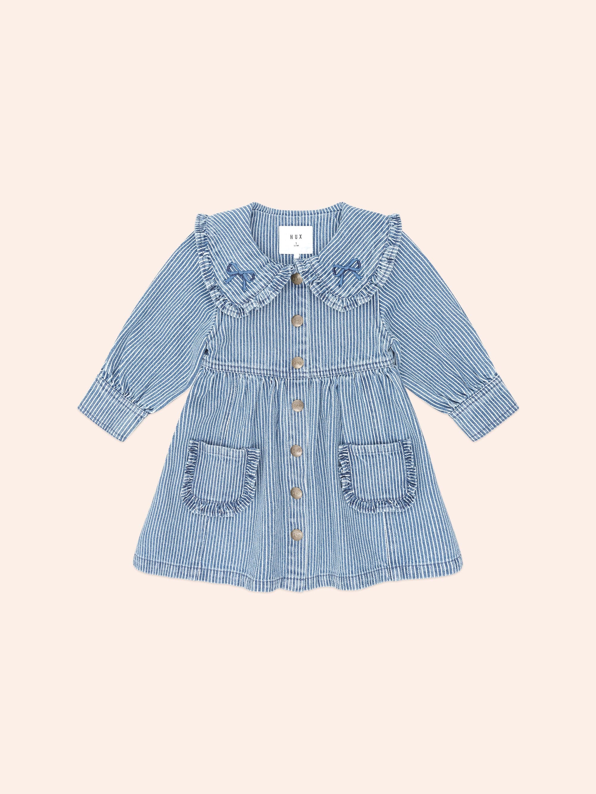 Vintage Bow Collar Denim Dress DRESS Huxbaby