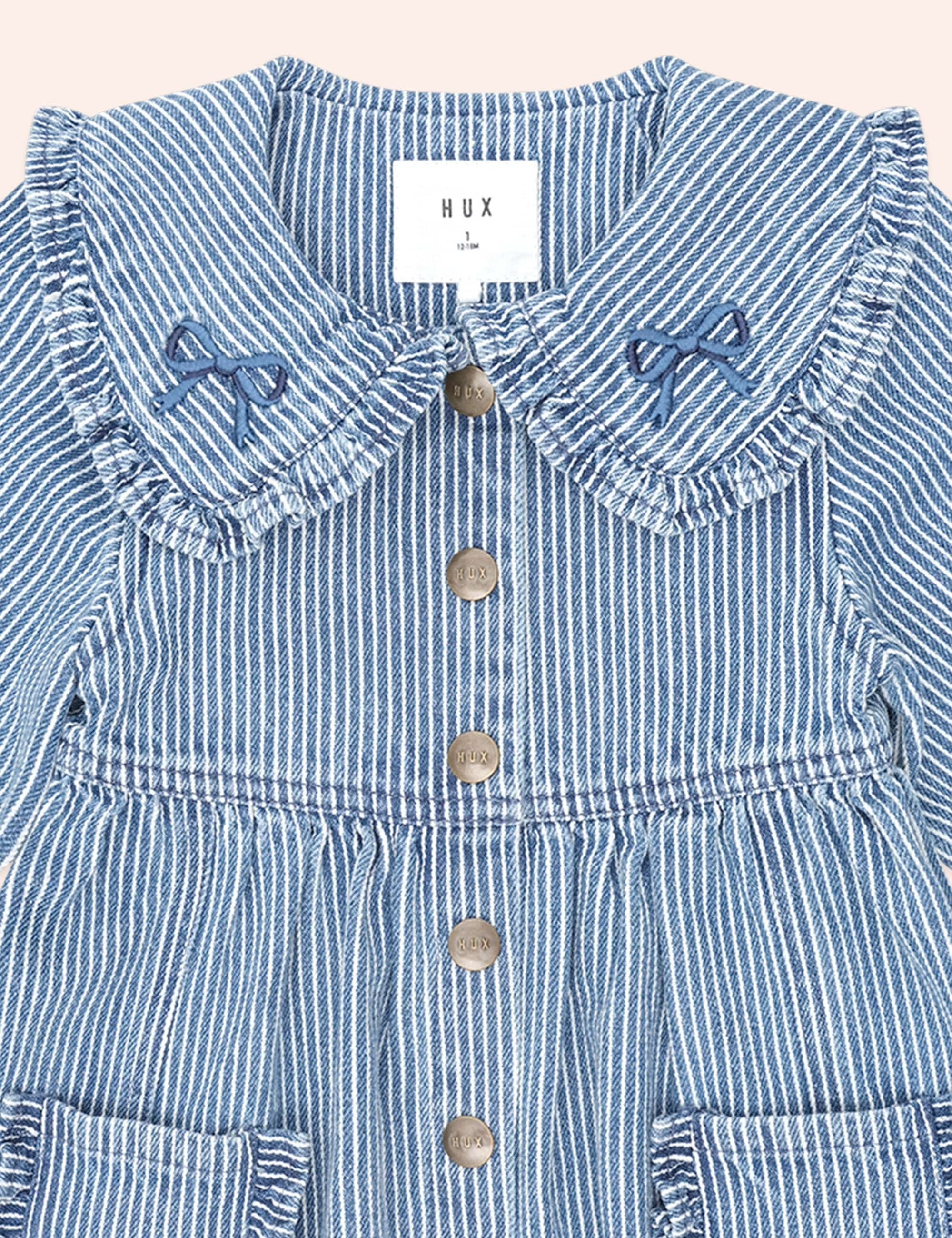 Vintage Bow Collar Denim Dress DRESS Huxbaby