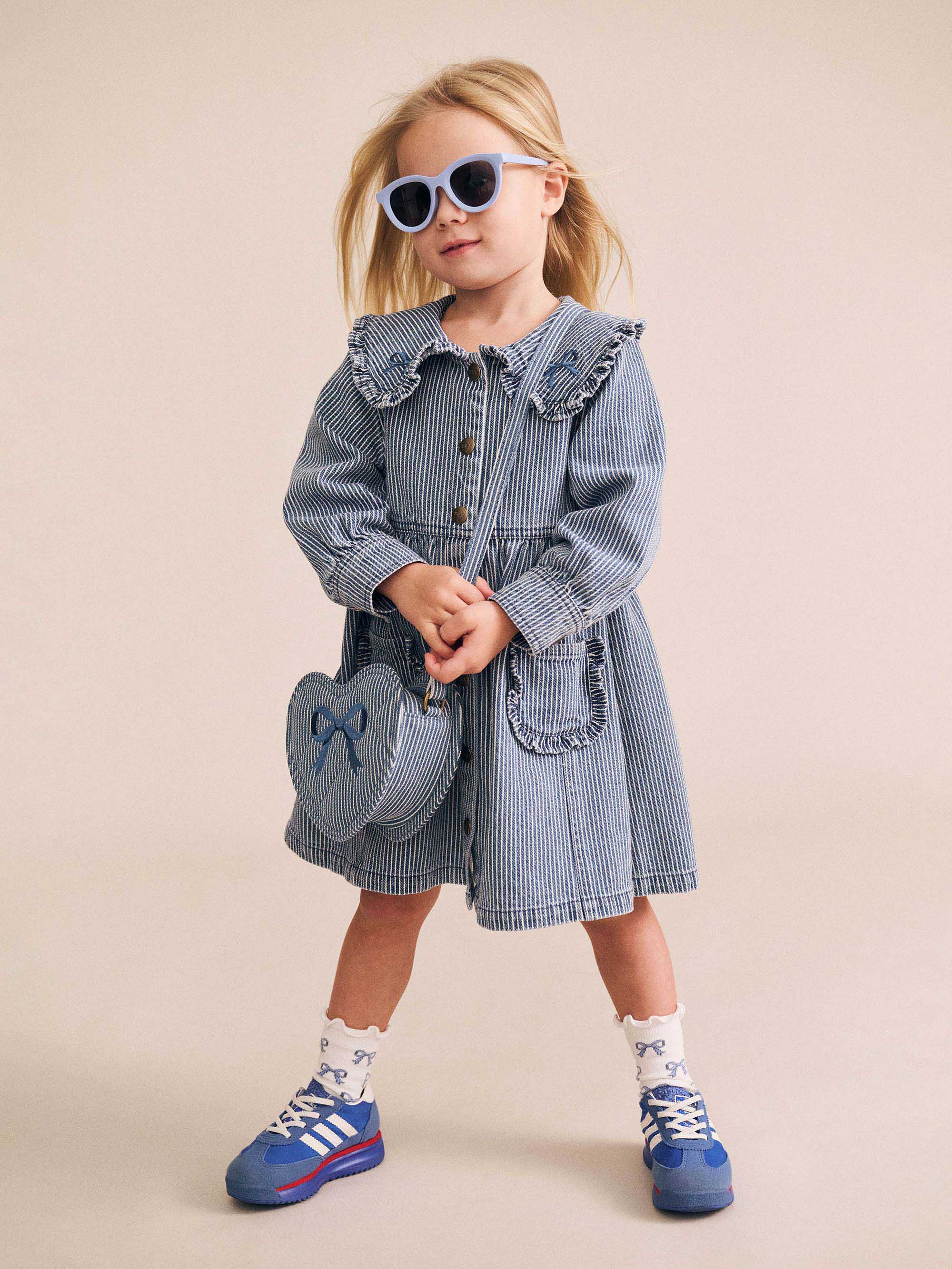 Vintage Bow Collar Denim Dress DRESS Huxbaby
