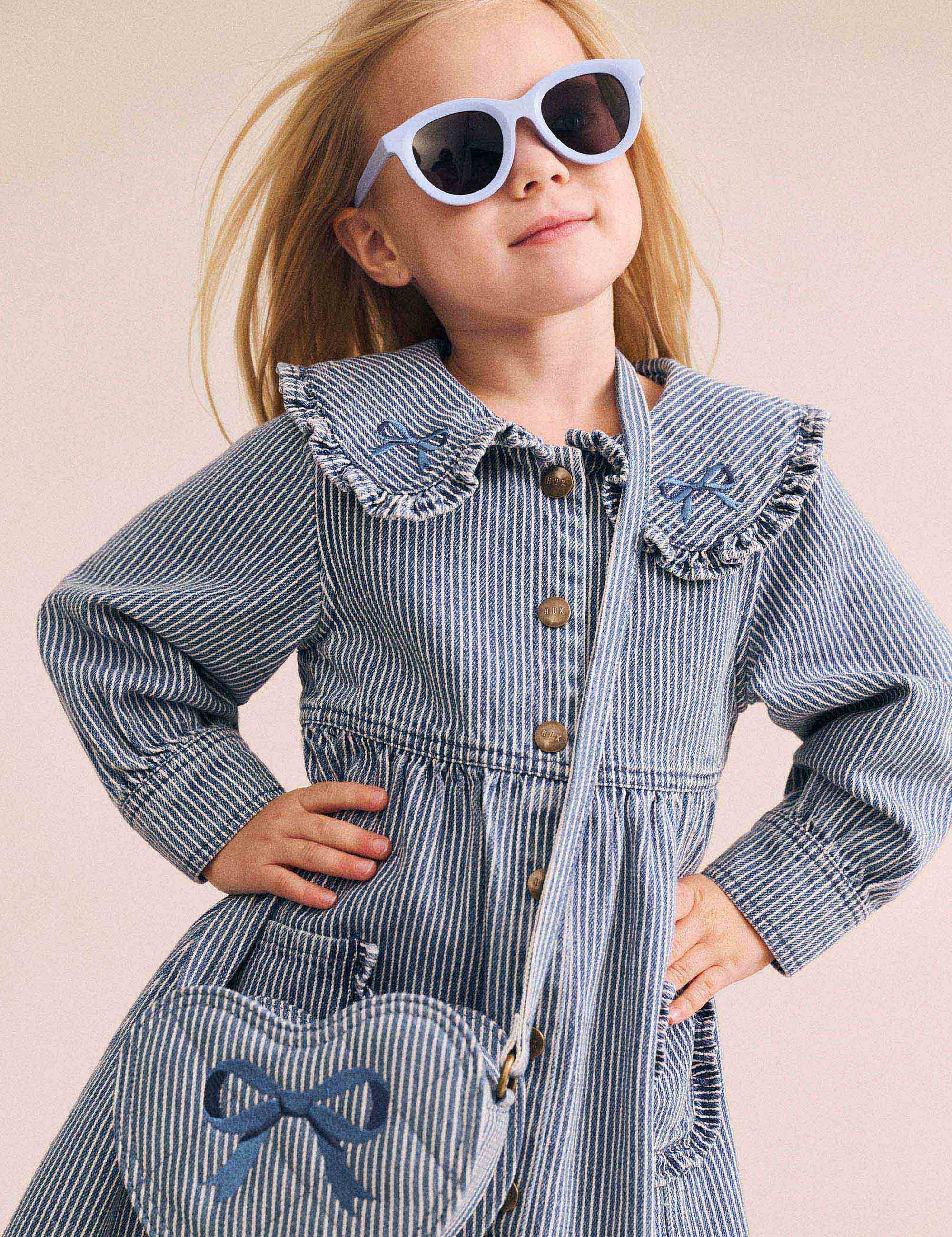 Vintage Bow Collar Denim Dress DRESS Huxbaby