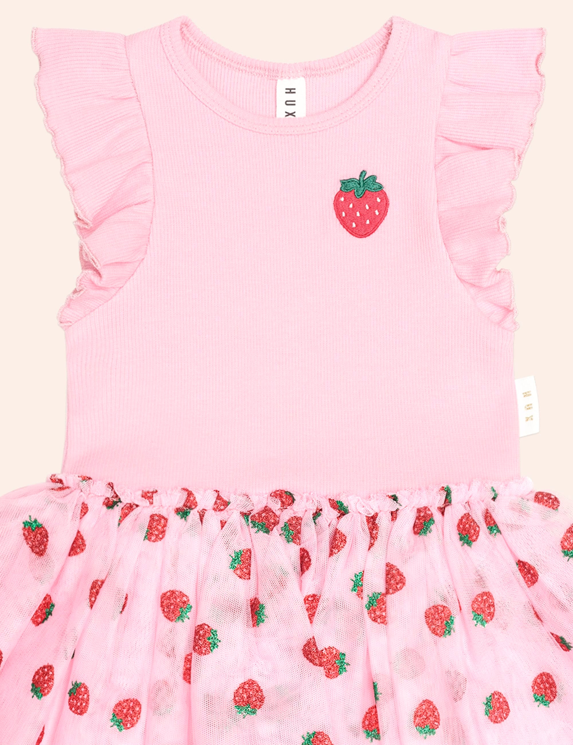 Strawberry Emb S/Slv Tulle Dress DRESS Huxbaby Shopify