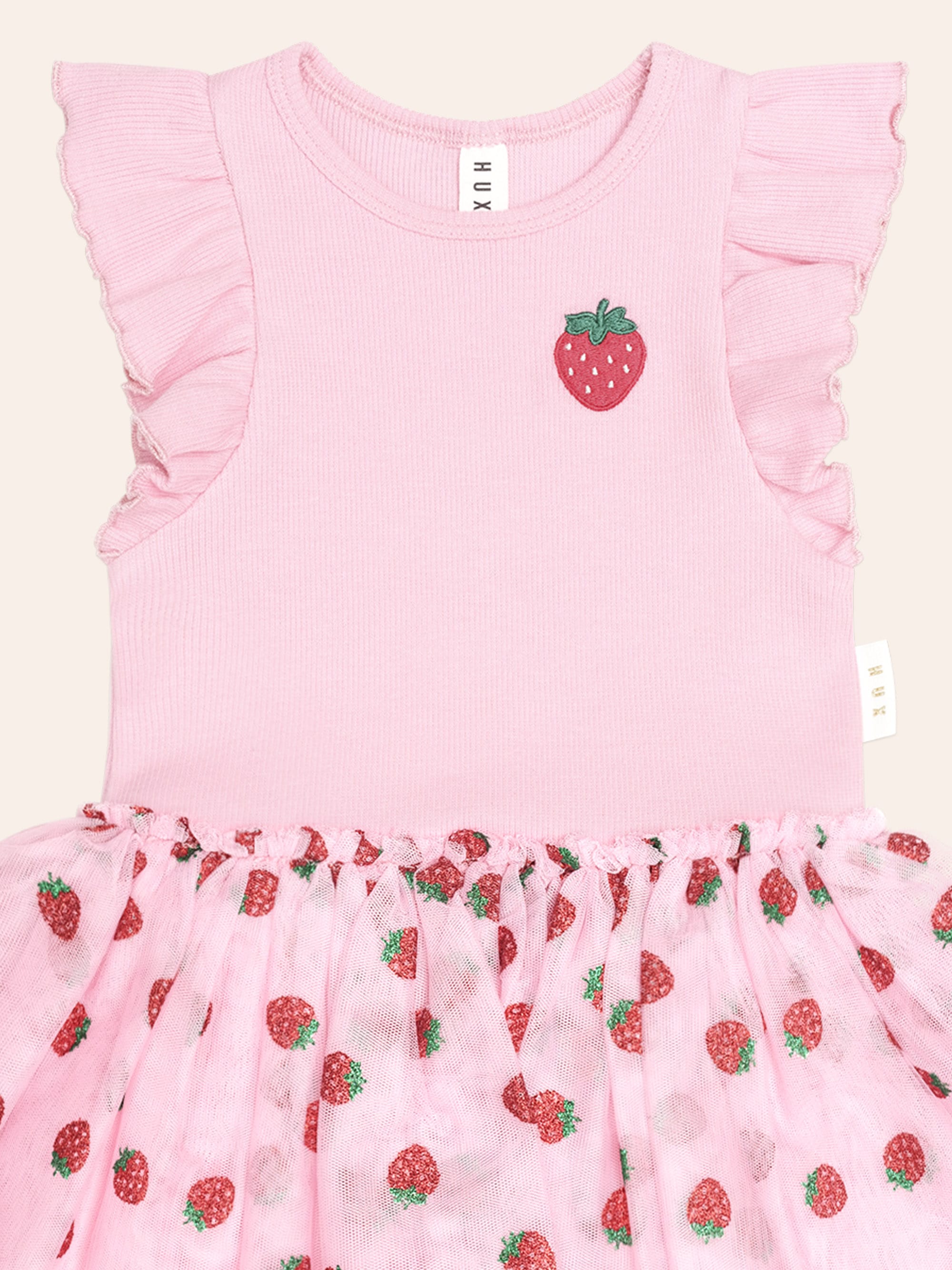 Strawberry Emb S/Slv Tulle Dress DRESS Huxbaby Shopify