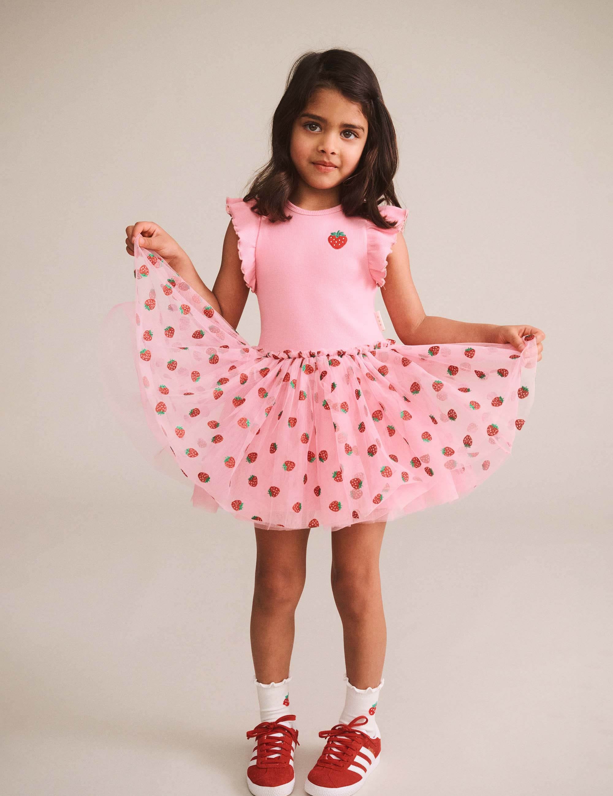 Strawberry Emb S/Slv Tulle Dress DRESS Huxbaby Shopify