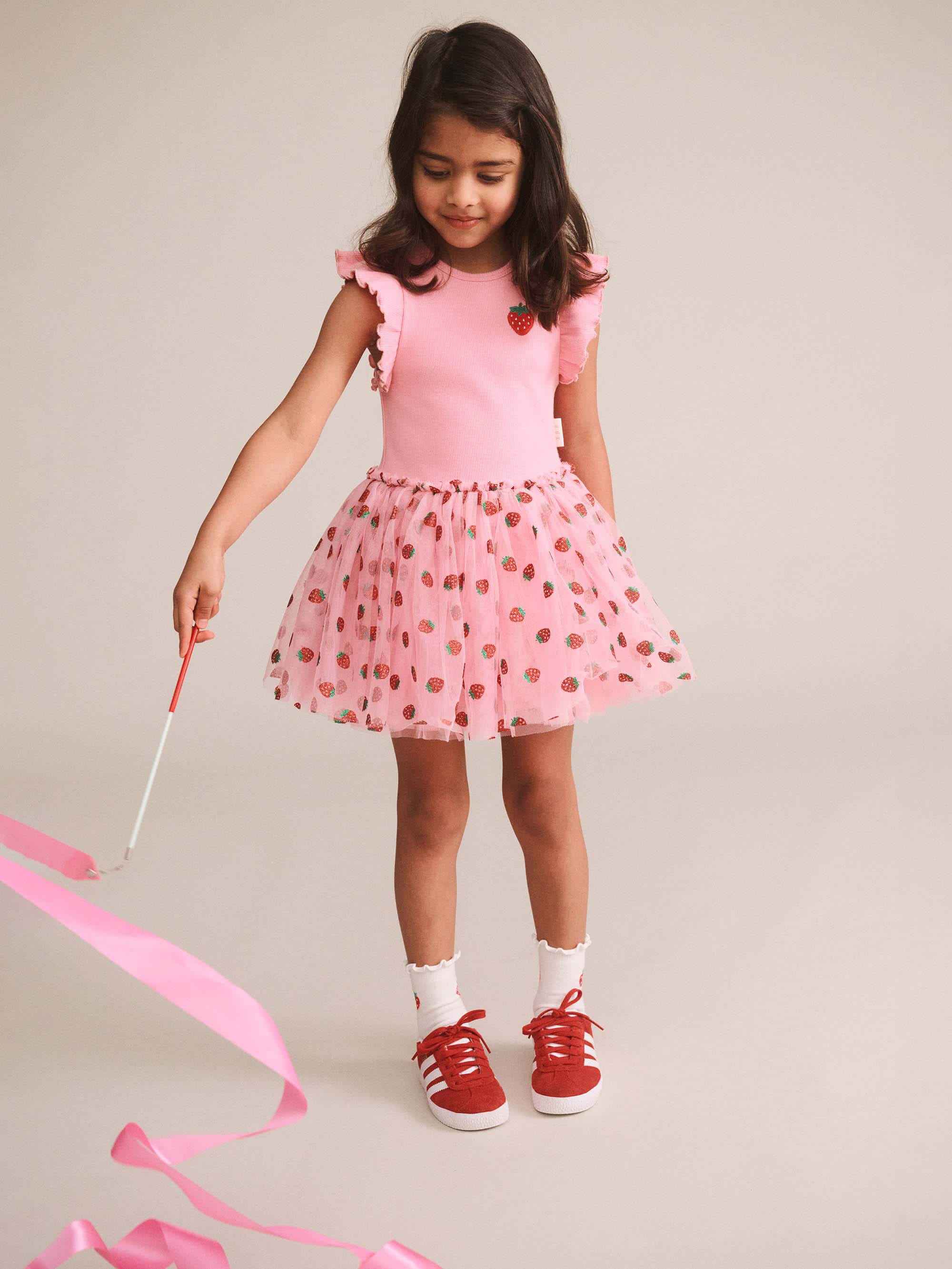 Strawberry Emb S/Slv Tulle Dress DRESS Huxbaby Shopify
