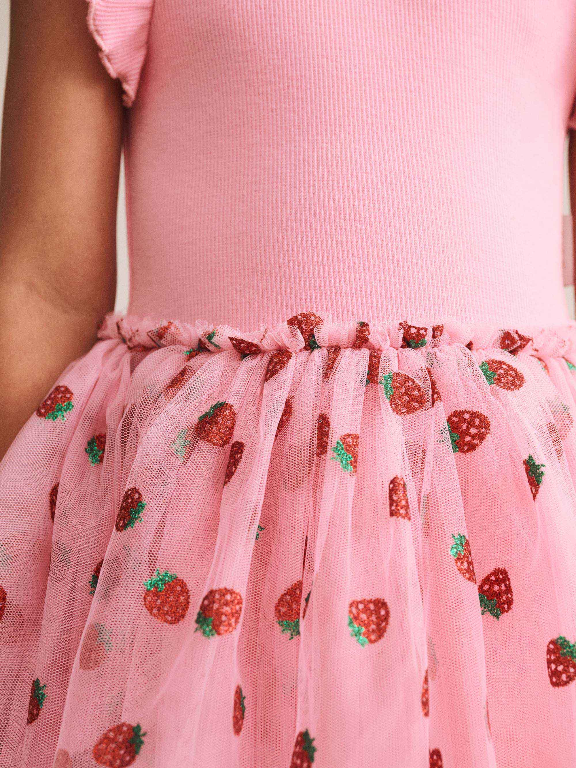 Strawberry Emb S/Slv Tulle Dress DRESS Huxbaby Shopify