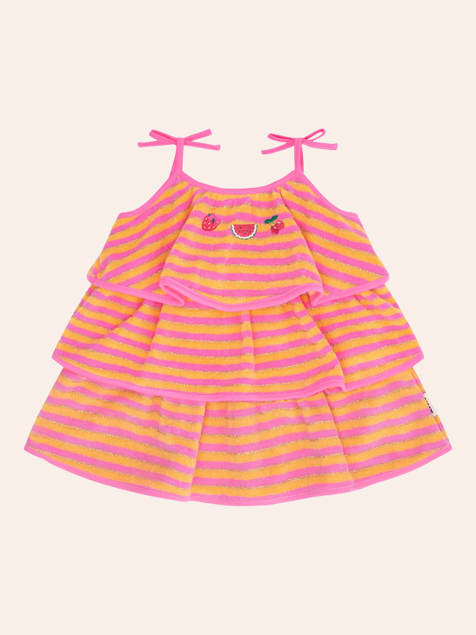 Tropical Fruit Stripe Tiered Dress DRESS Huxbaby Shopify