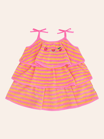 Tropical Fruit Stripe Tiered Dress DRESS Huxbaby Shopify