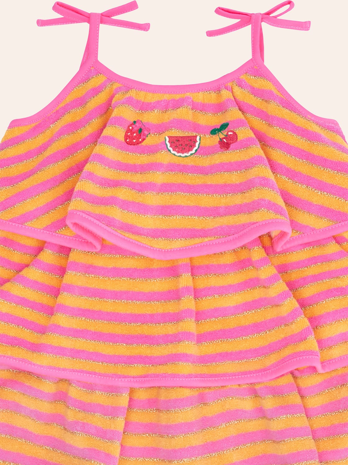 Tropical Fruit Stripe Tiered Dress DRESS Huxbaby Shopify