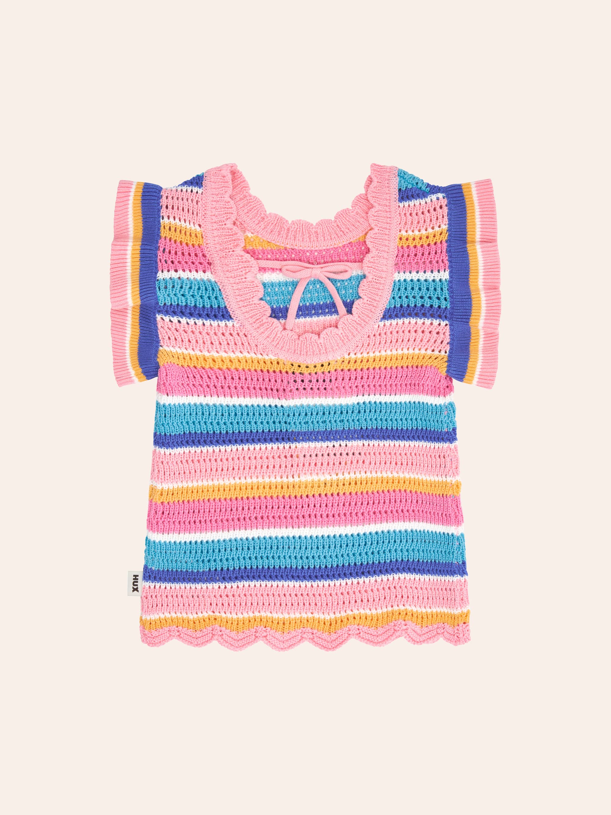 Beach Club Stripe Crochet Tie Dress DRESS Huxbaby Shopify
