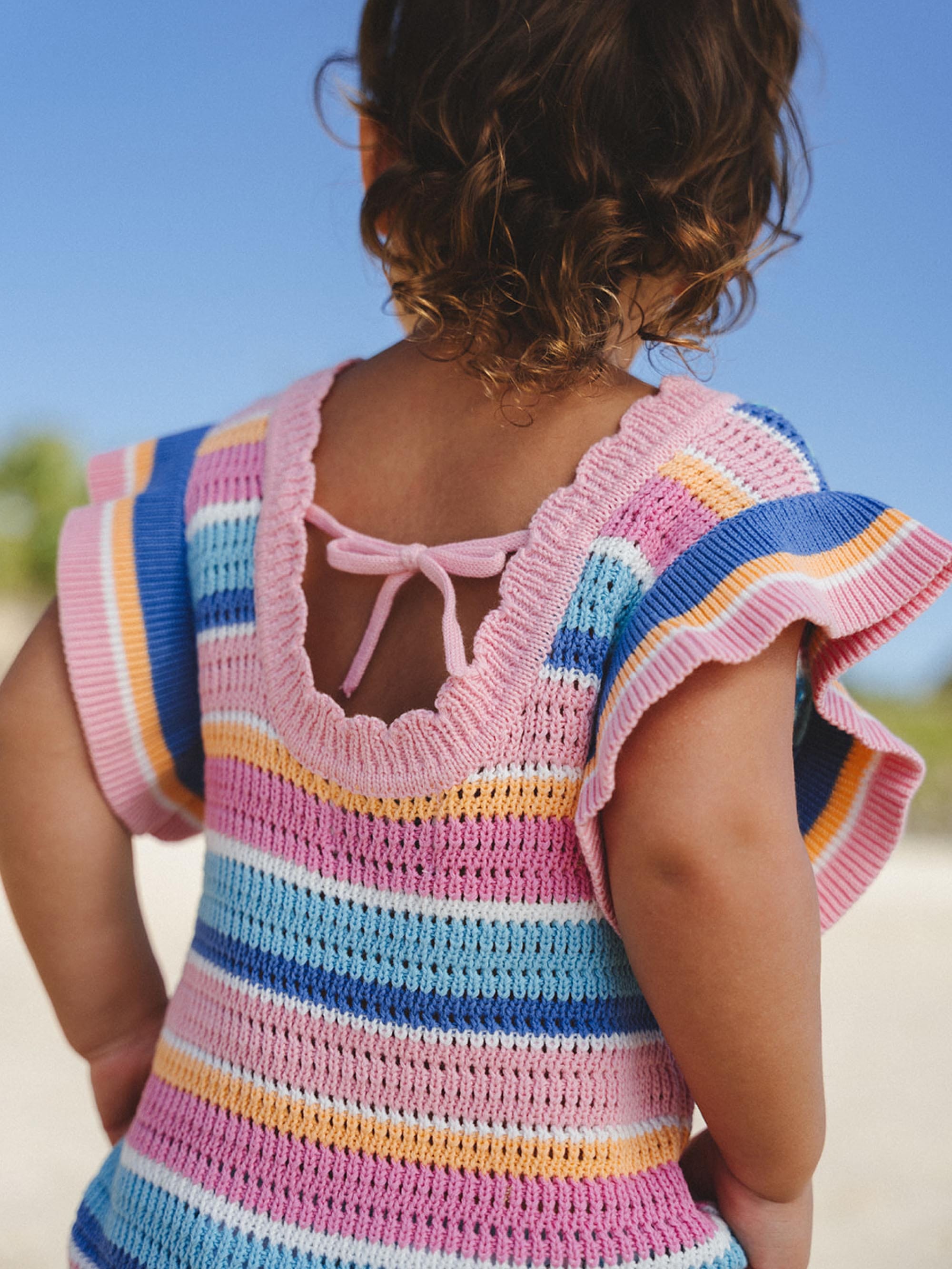 Beach Club Stripe Crochet Tie Dress DRESS Huxbaby Shopify