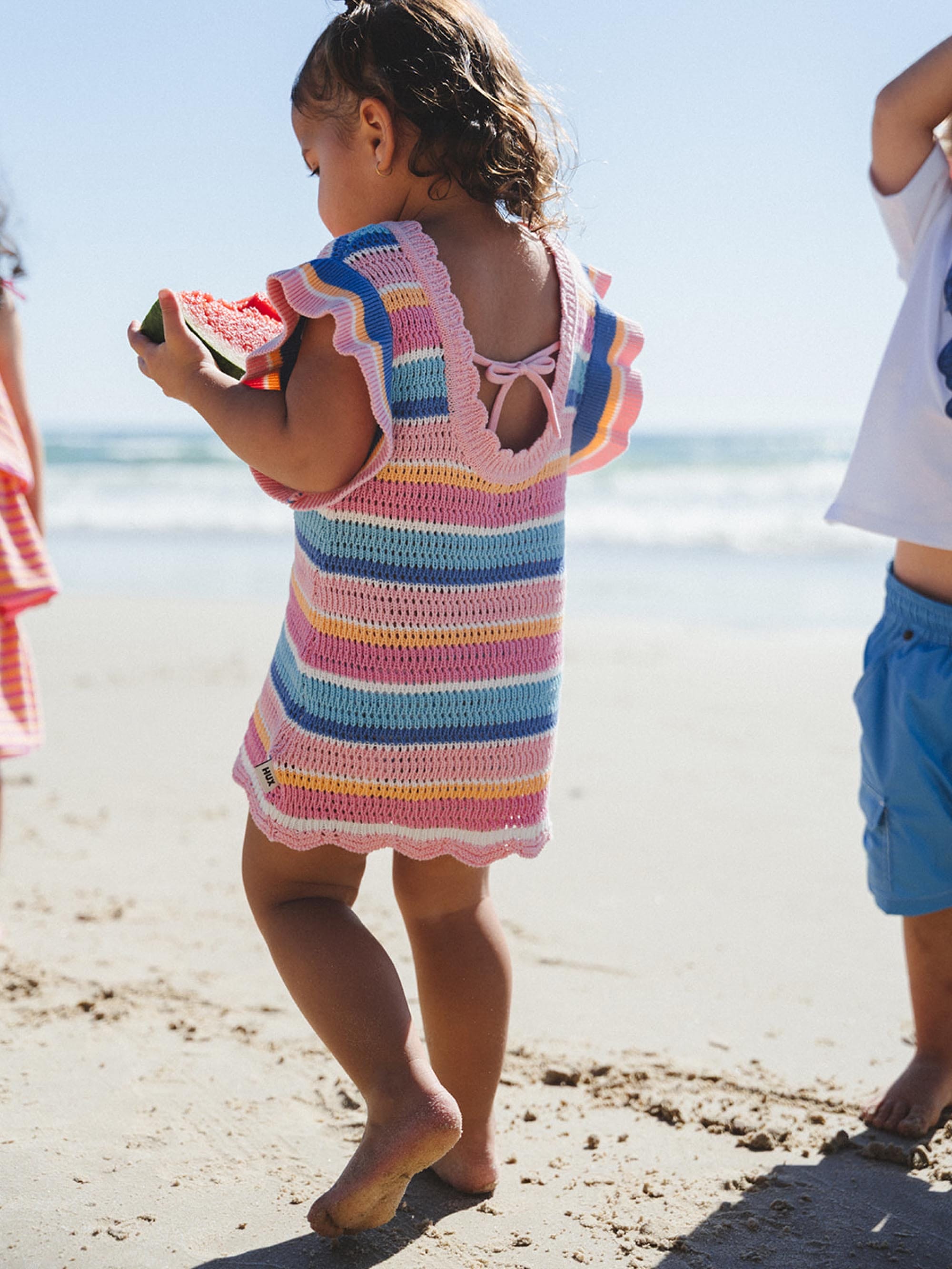 Beach Club Stripe Crochet Tie Dress DRESS Huxbaby Shopify