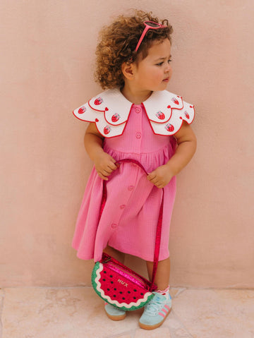 Berry Sweet Seersucker Emb Collar Dress DRESS Huxbaby Shopify