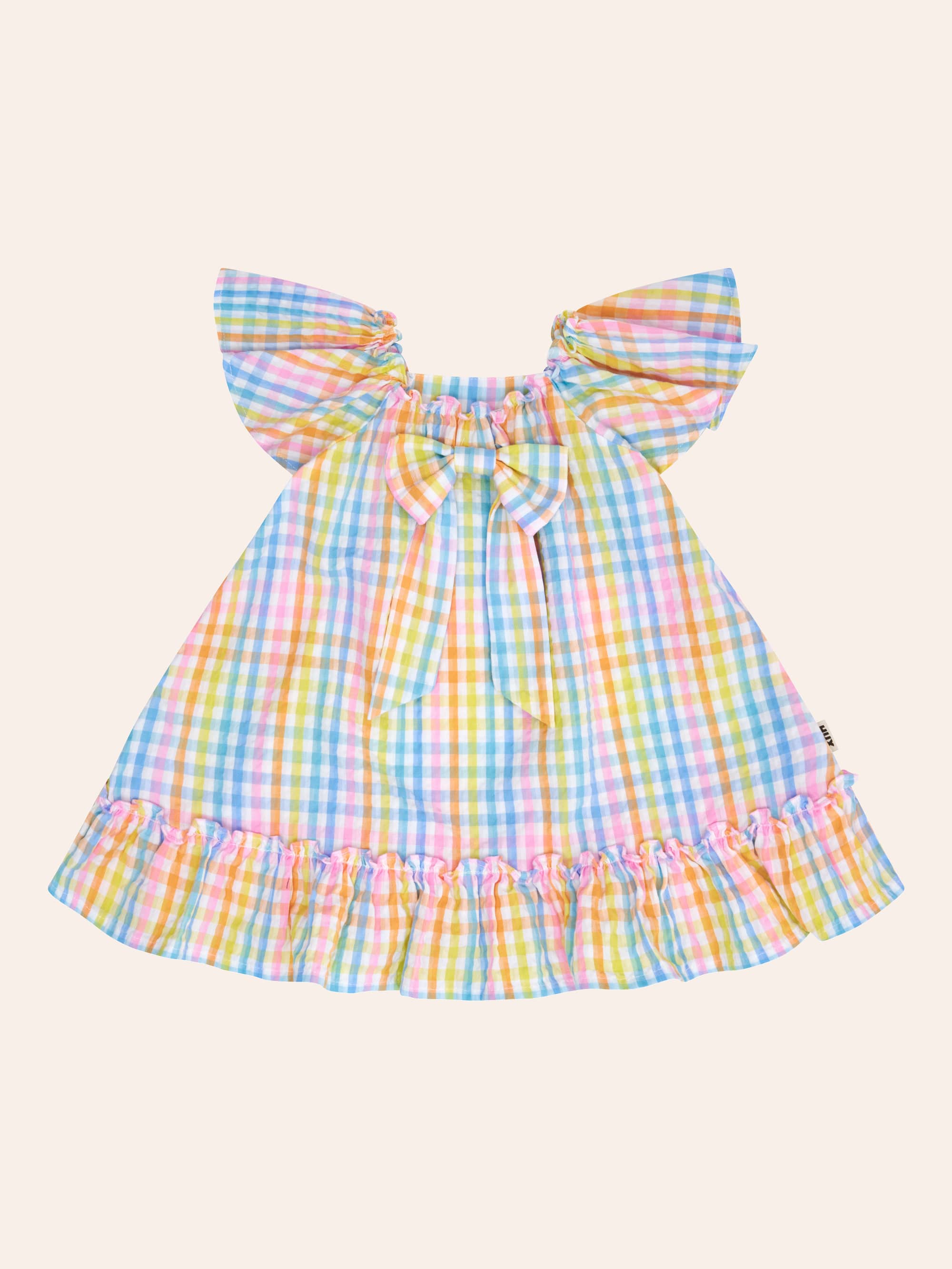 Rainbow Check Bow Dress DRESS Huxbaby Shopify