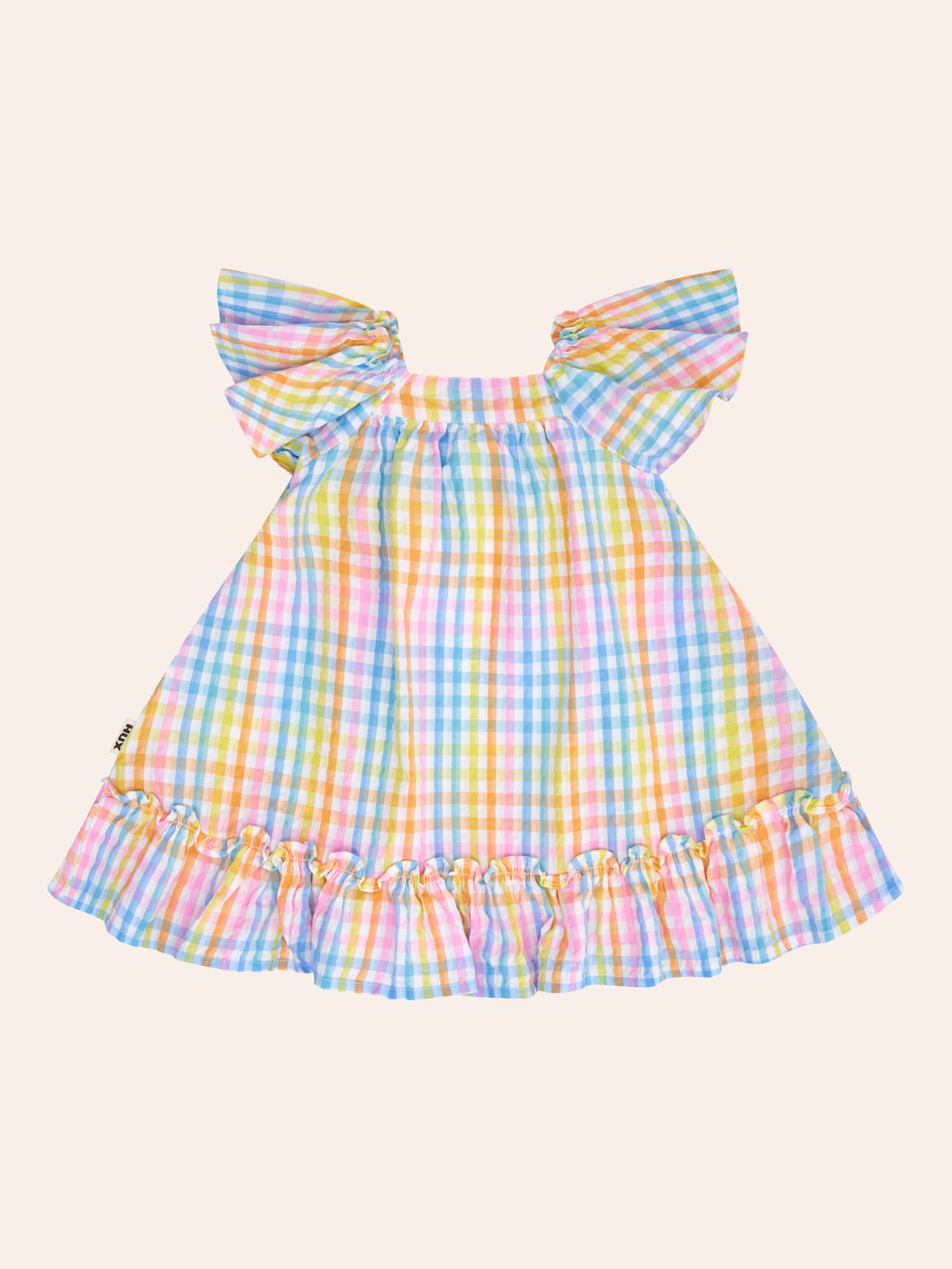 Rainbow Check Bow Dress DRESS Huxbaby Shopify