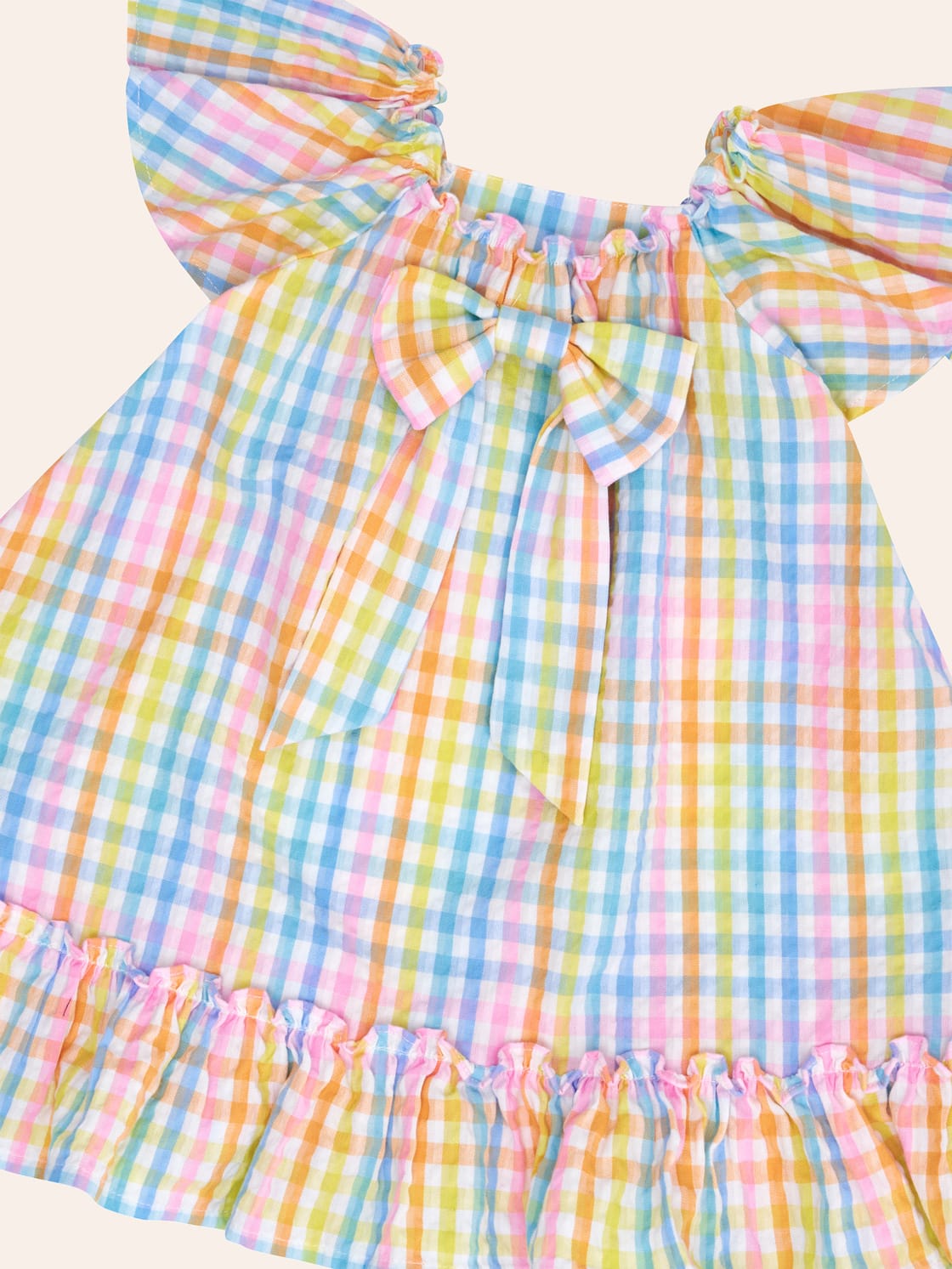 Rainbow Check Bow Dress DRESS Huxbaby Shopify