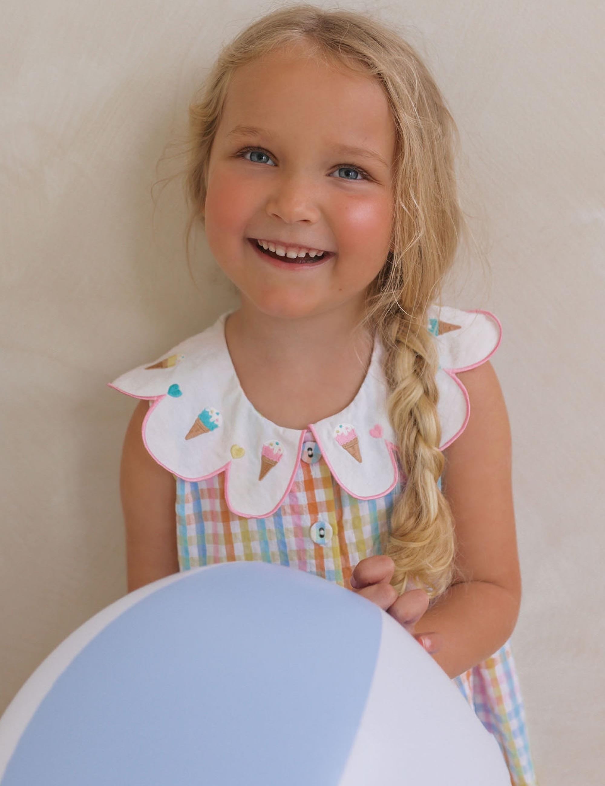 Ice Cream Rainbow Check Collar Dress DRESS Huxbaby Shopify