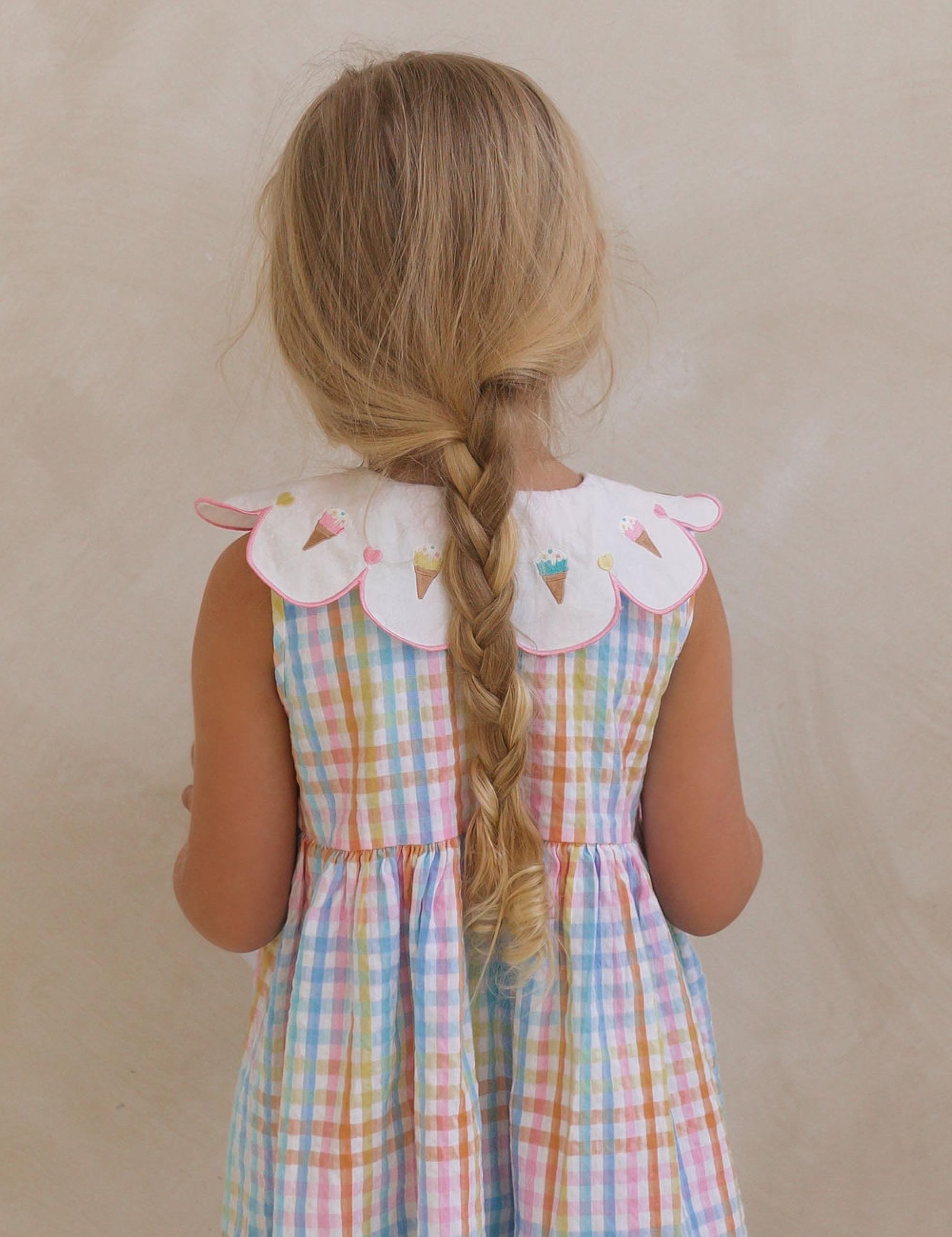Ice Cream Rainbow Check Collar Dress DRESS Huxbaby Shopify