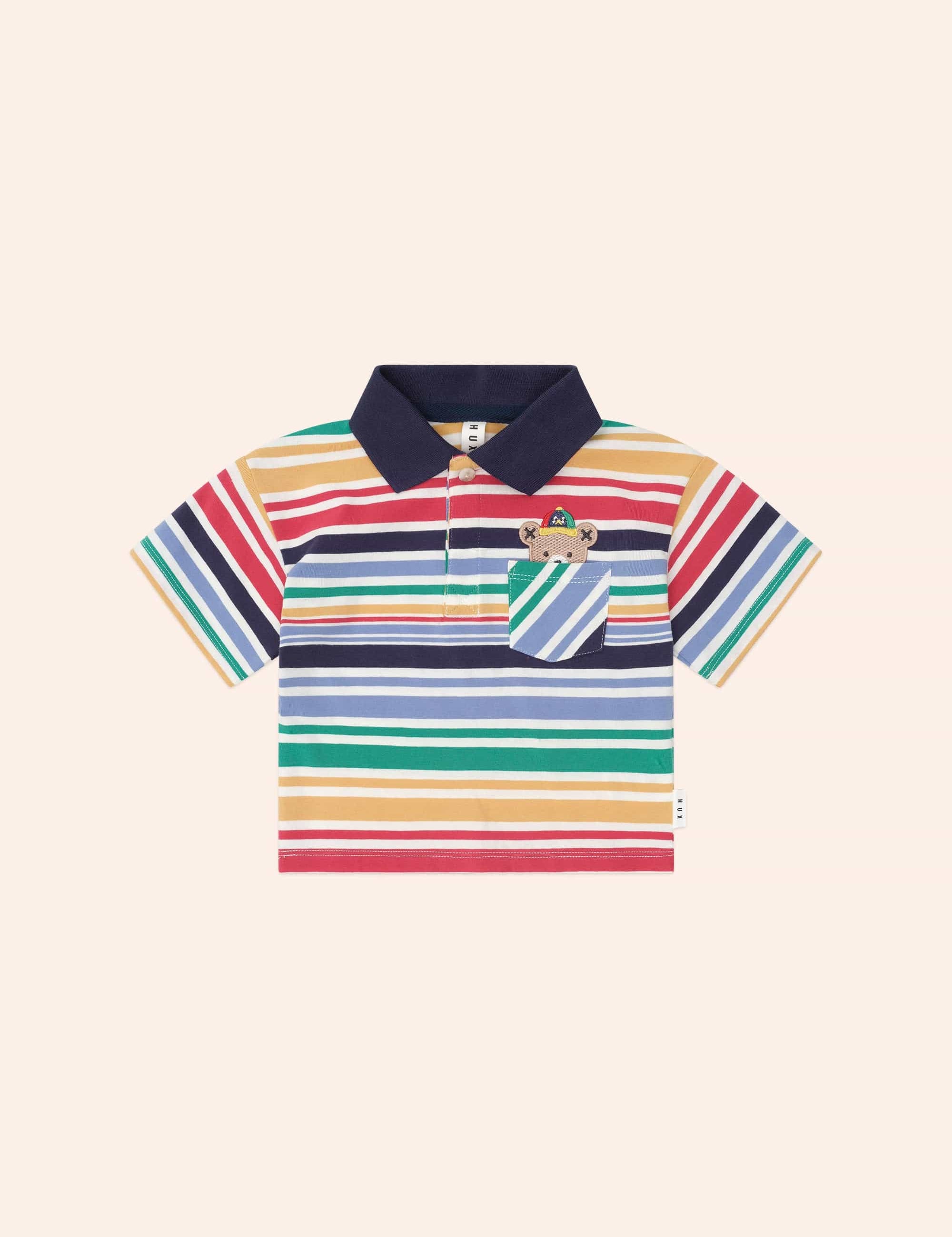 Moto Hux Rainbow Stripe Polo T-SHIRT Huxbaby