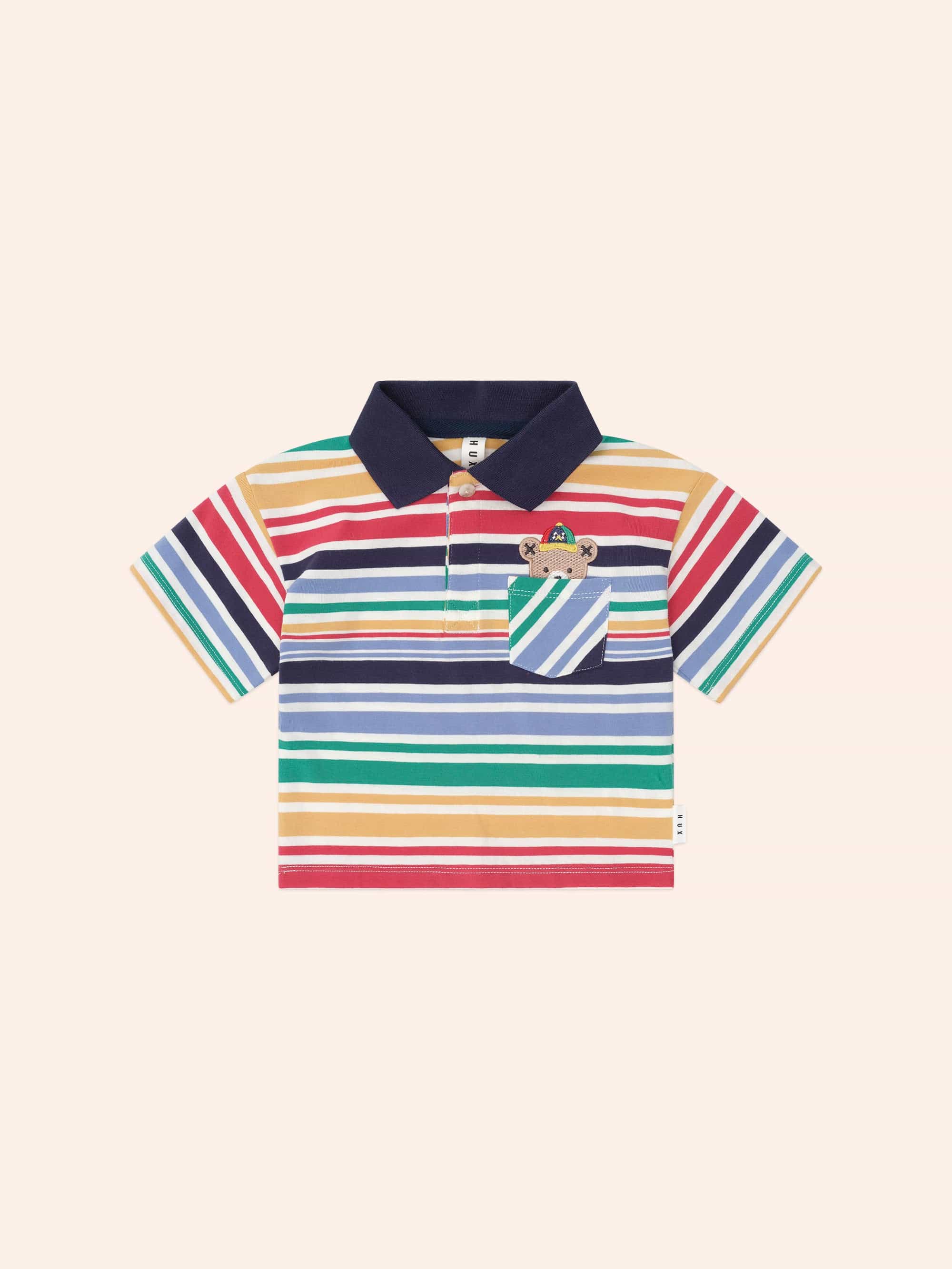 Moto Hux Rainbow Stripe Polo T-SHIRT Huxbaby