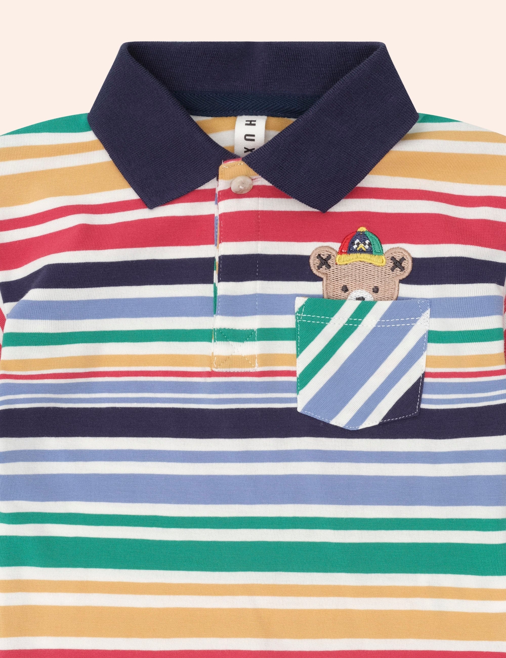 Moto Hux Rainbow Stripe Polo T-SHIRT Huxbaby