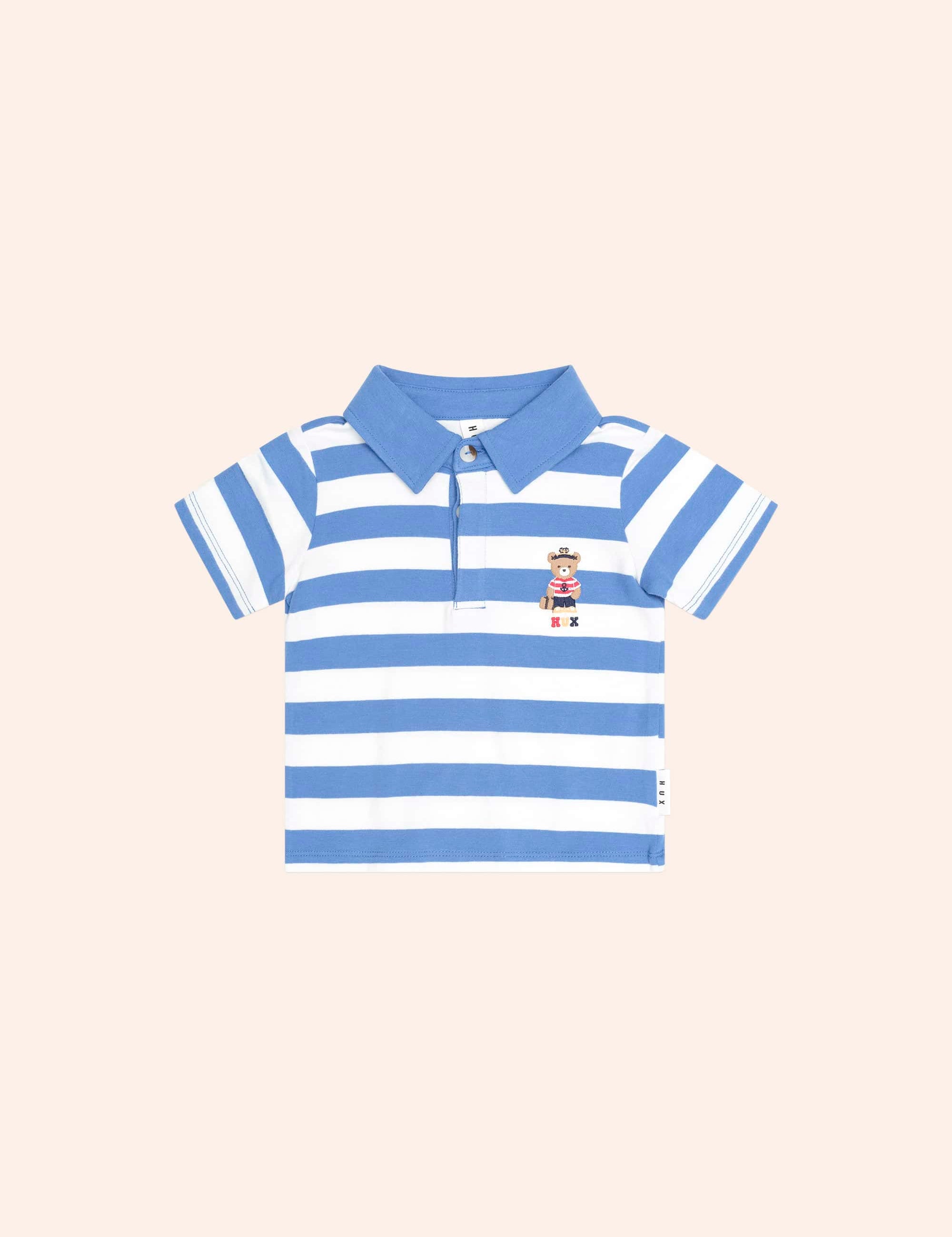 Nautical Stripe Standing Hux Polo TOP SL Huxbaby Shopify