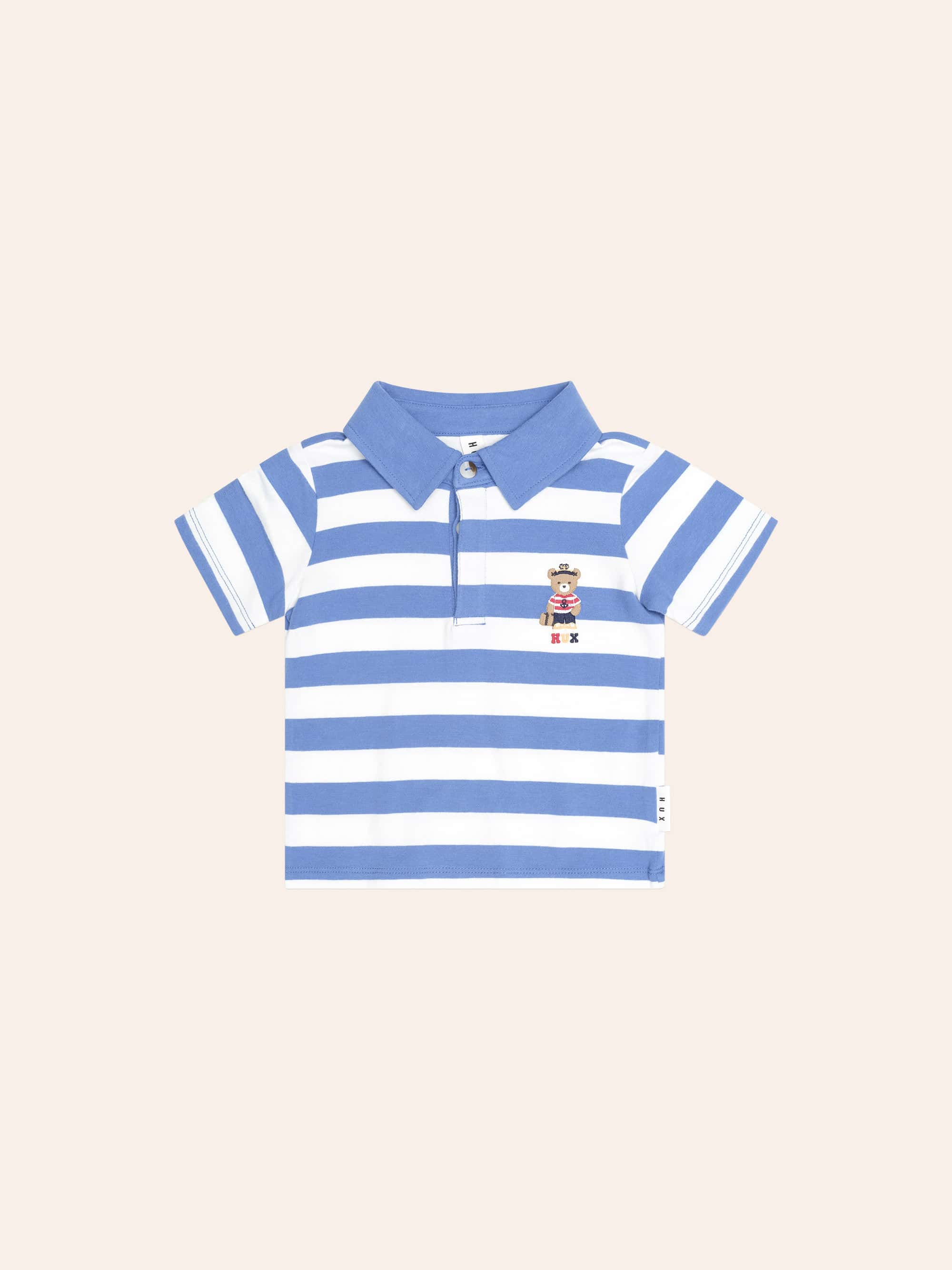 Huxbaby Shopify TOP SL Nautical Stripe Standing Hux Polo
