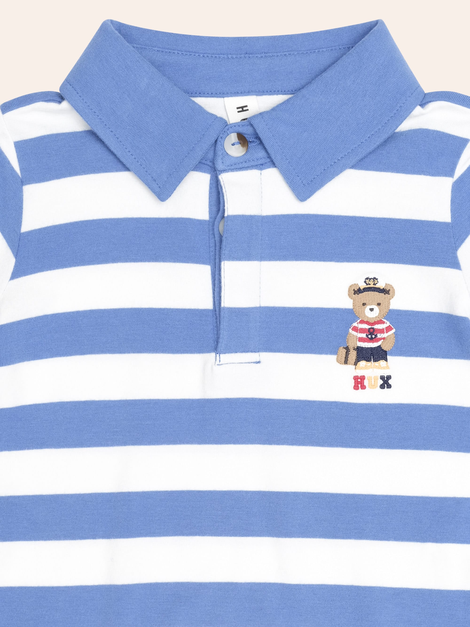 Huxbaby Shopify TOP SL Nautical Stripe Standing Hux Polo