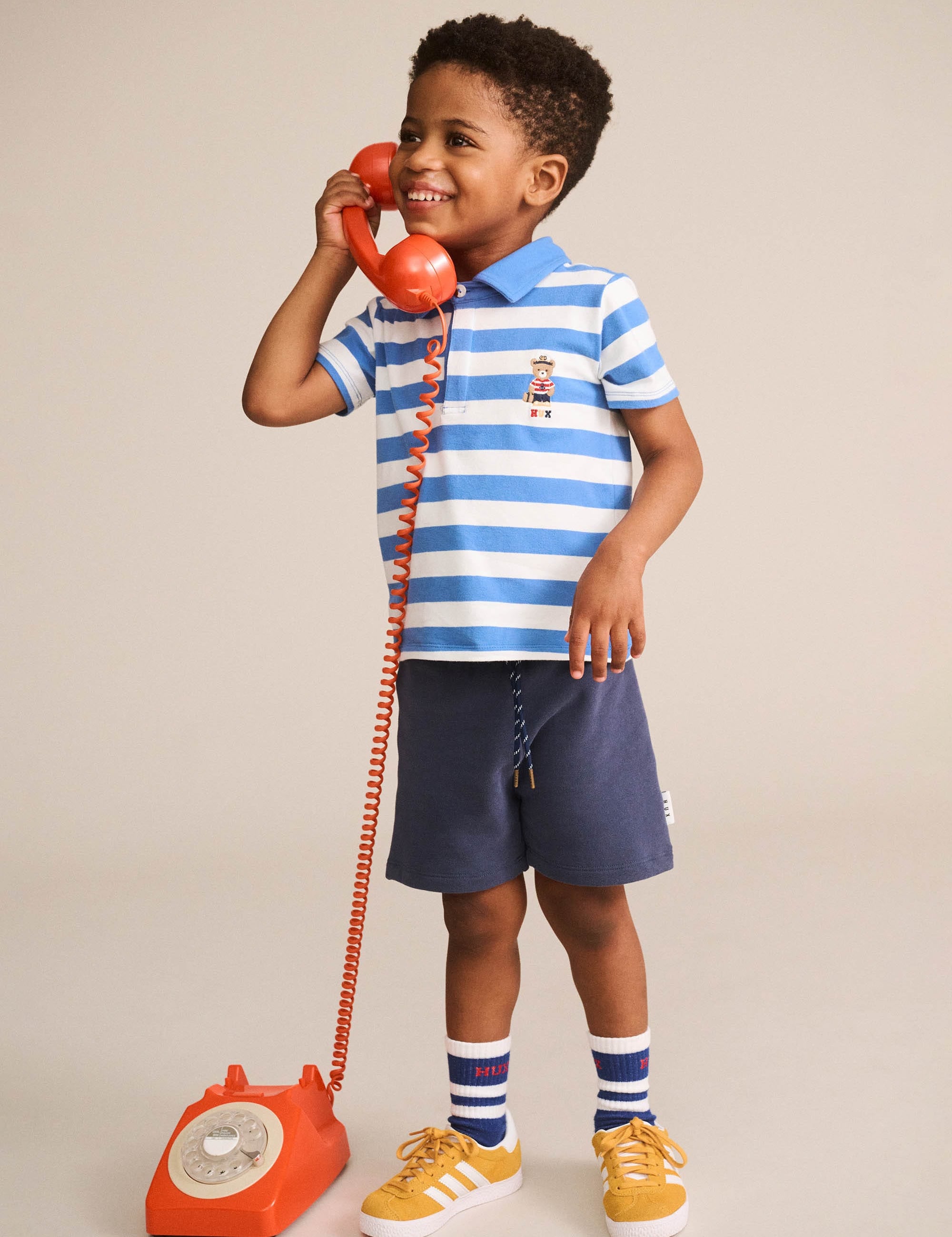 Nautical Stripe Standing Hux Polo TOP SL Huxbaby Shopify