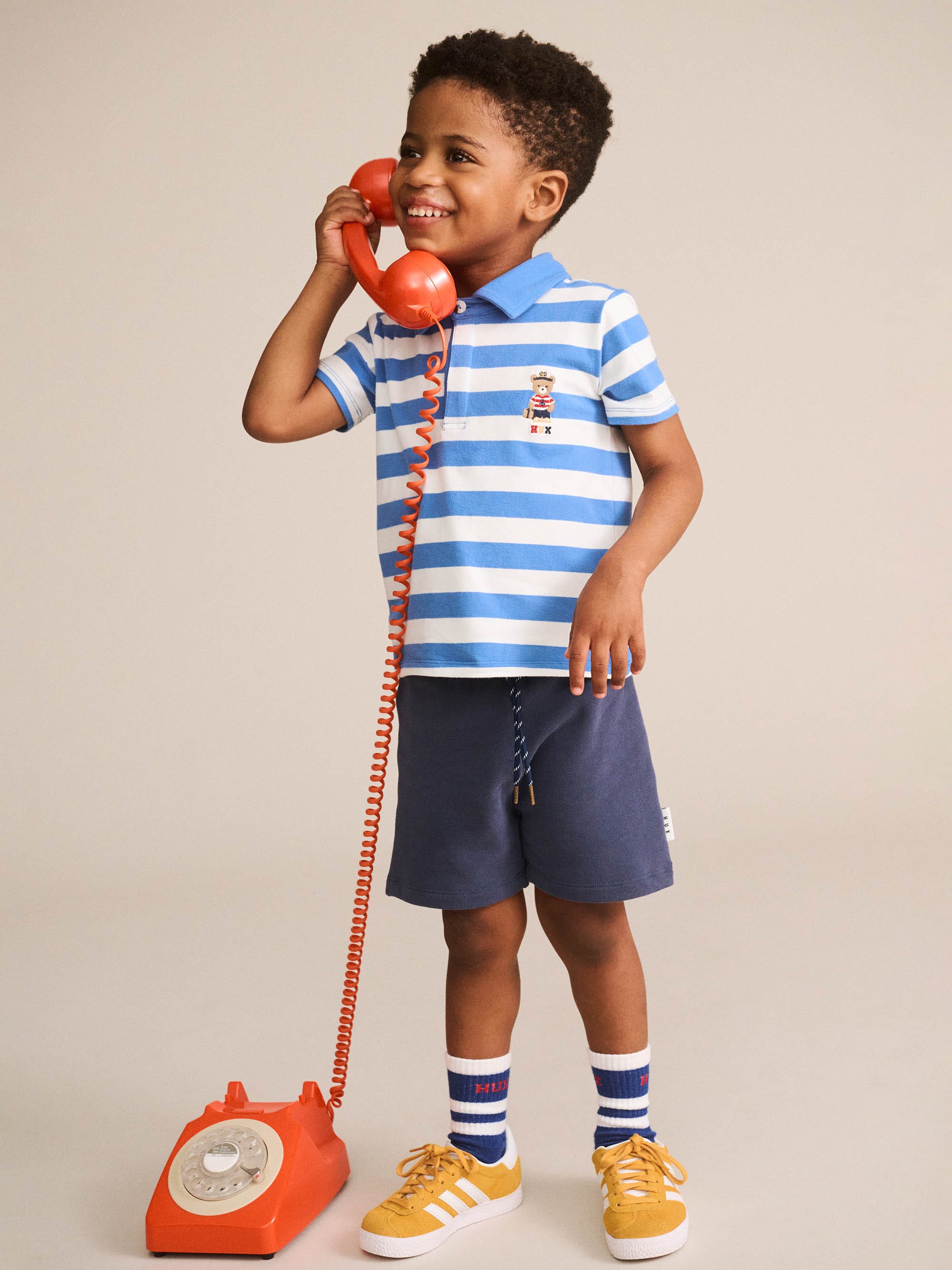 Huxbaby Shopify TOP SL Nautical Stripe Standing Hux Polo