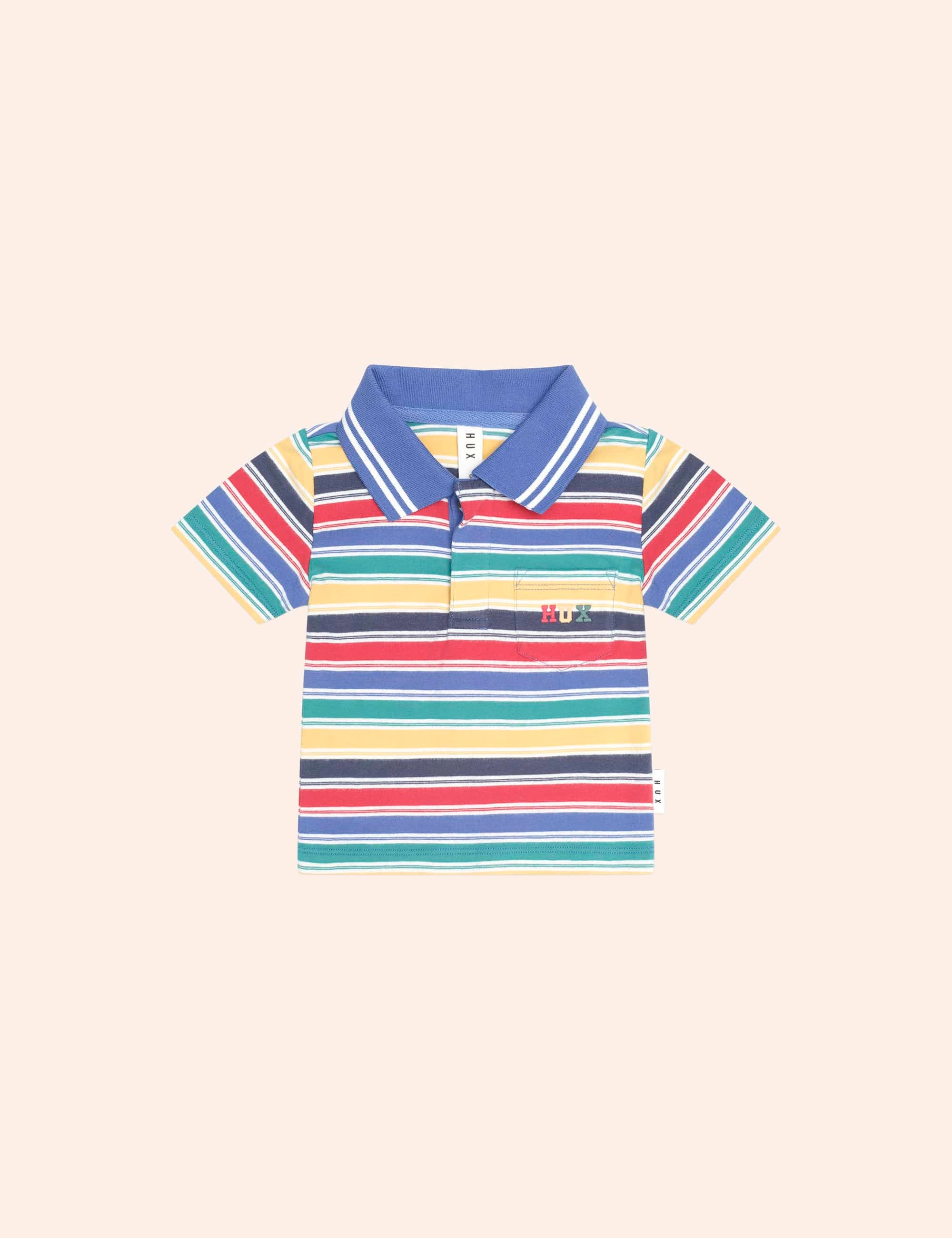 Vintage Stripe Hux Emb Polo TOP SL Huxbaby Shopify