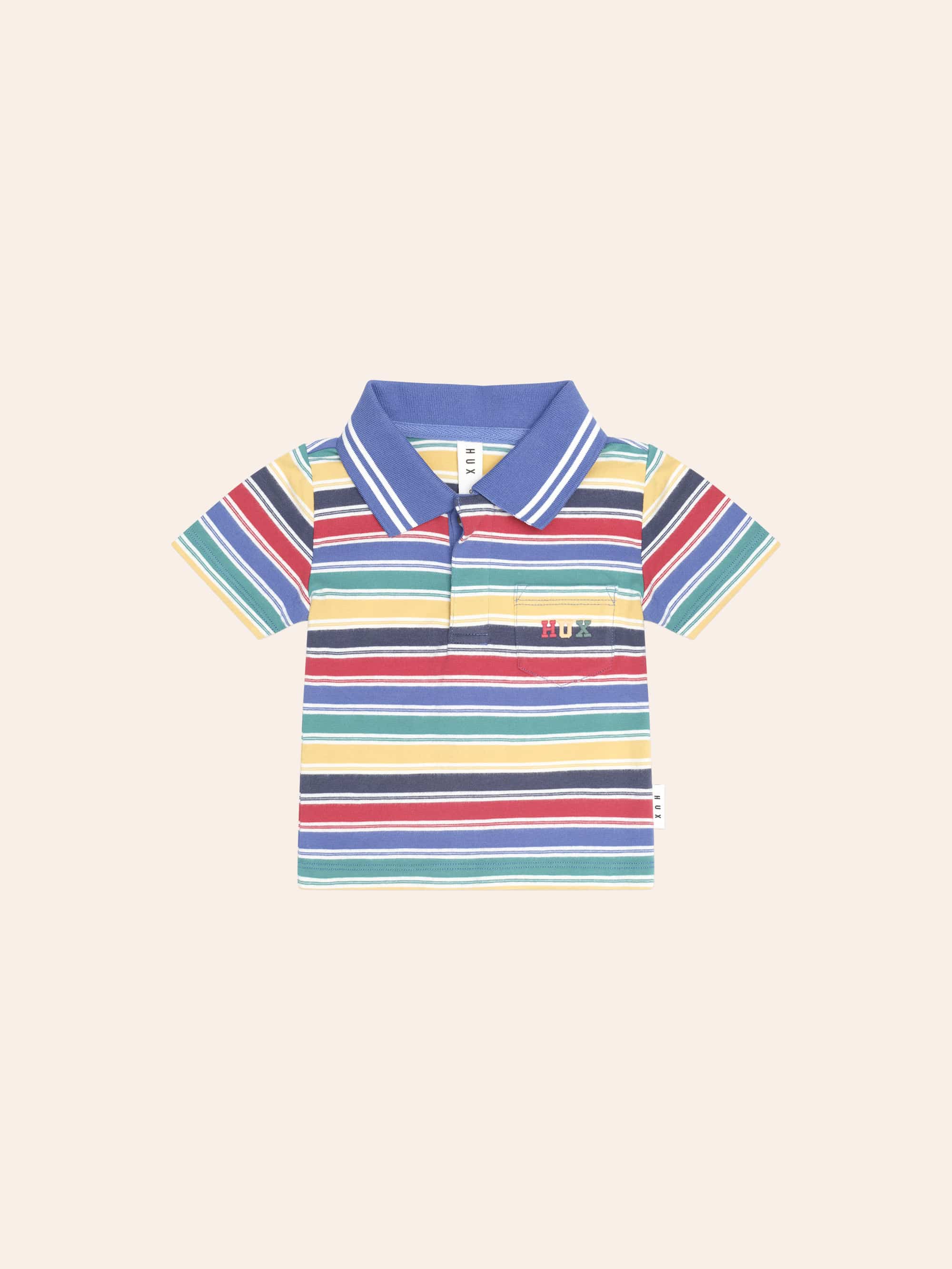 Huxbaby Shopify TOP SL Vintage Stripe Hux Emb Polo