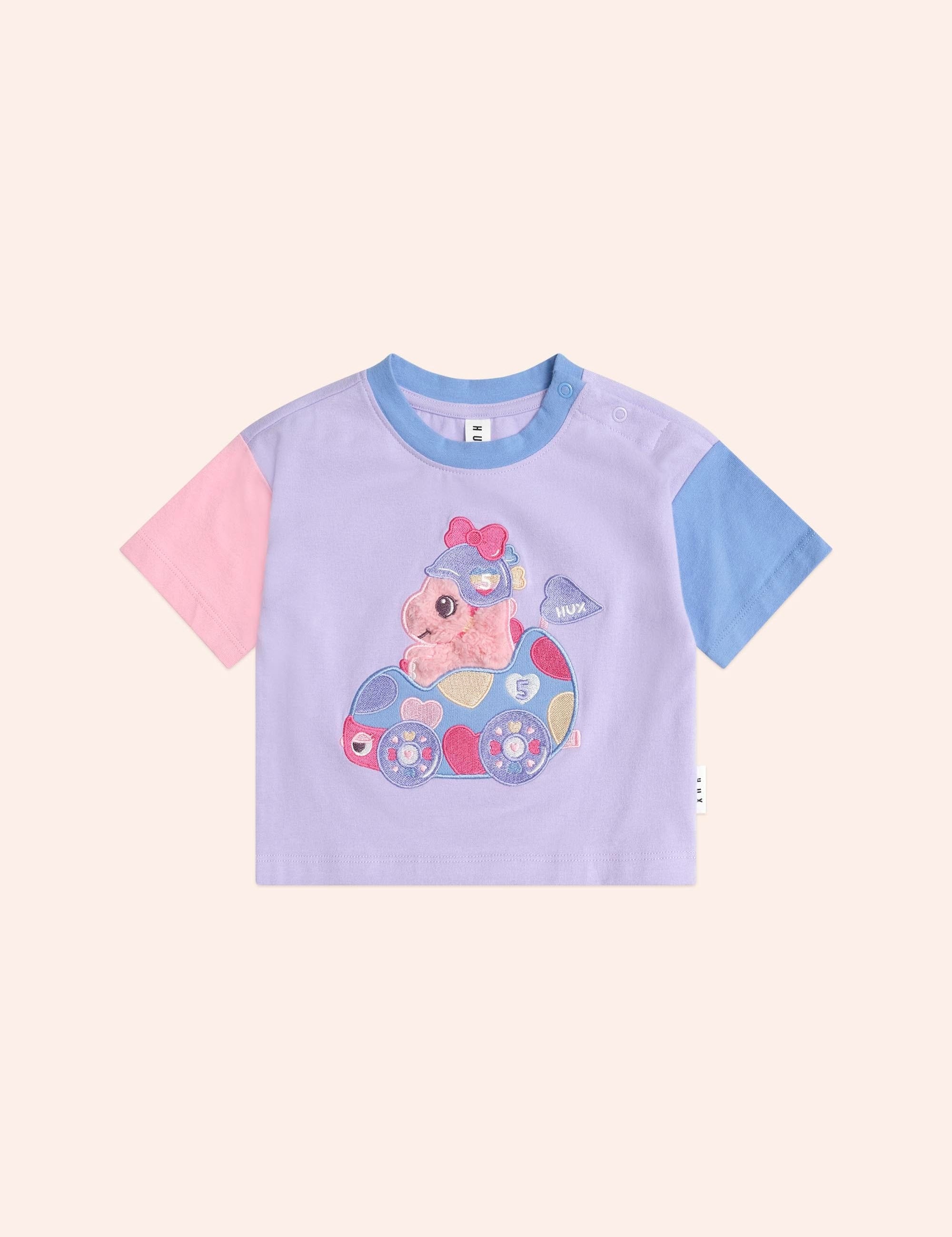 Racer Dino Boxy Tee Pastel T-SHIRT Huxbaby
