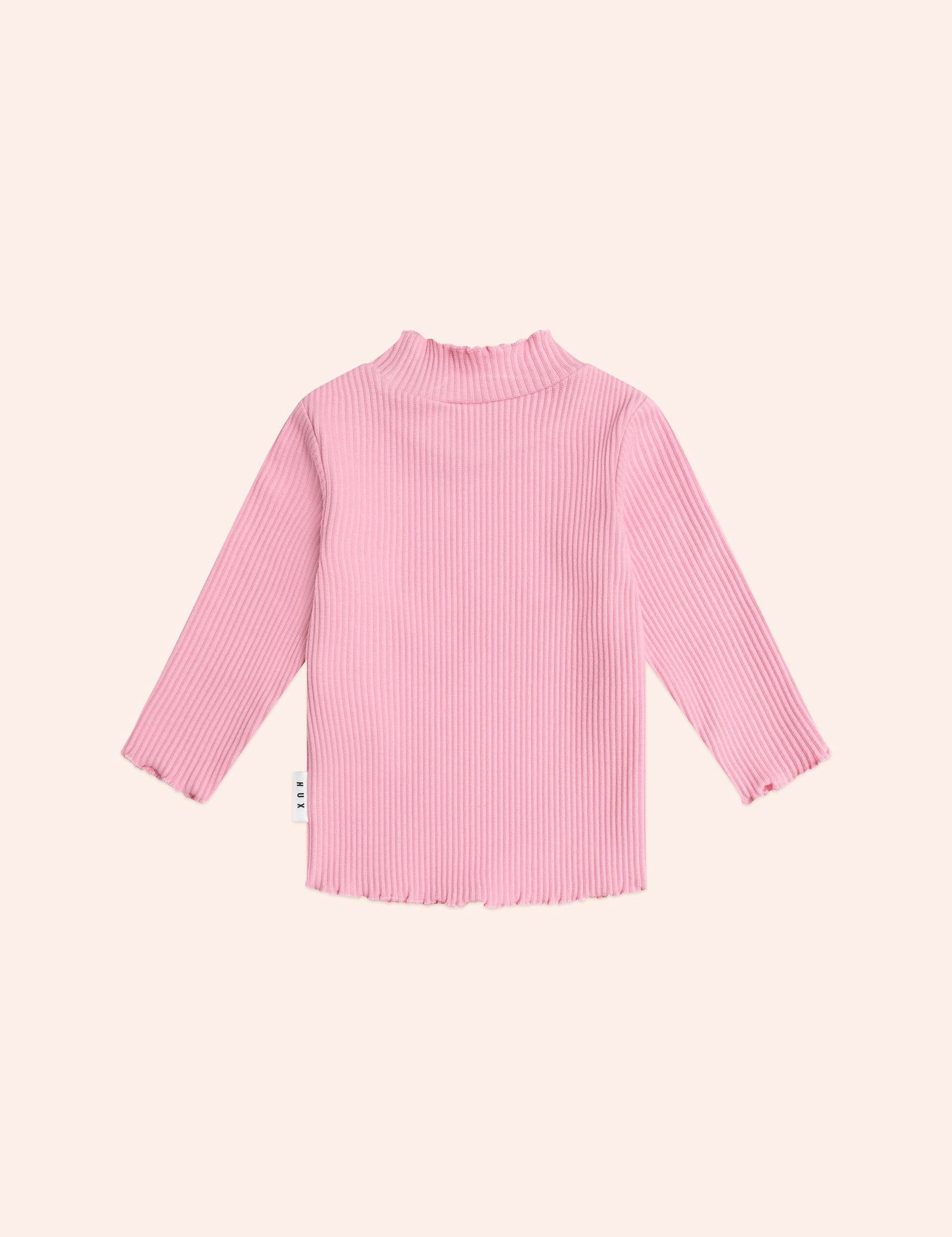 Pink Rib Skivvy TOP LS Huxbaby