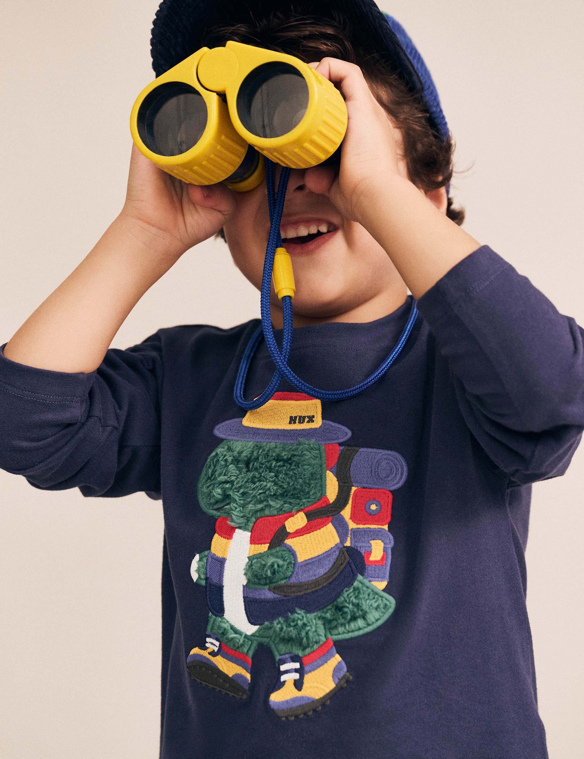 Camping Dino Drop Sleeve Top TOP LS Huxbaby