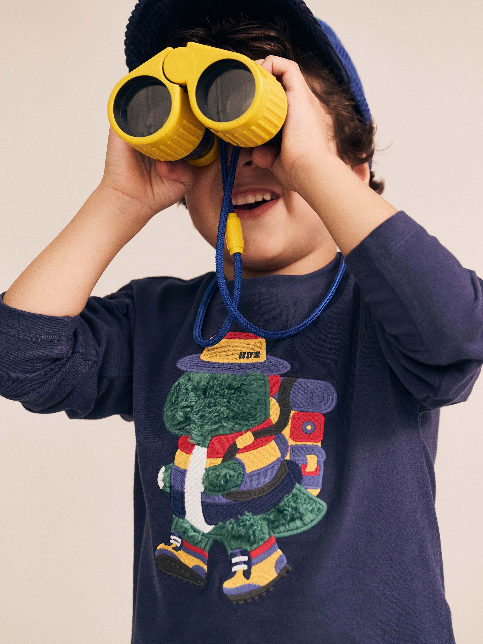 Camping Dino Drop Sleeve Top TOP LS Huxbaby